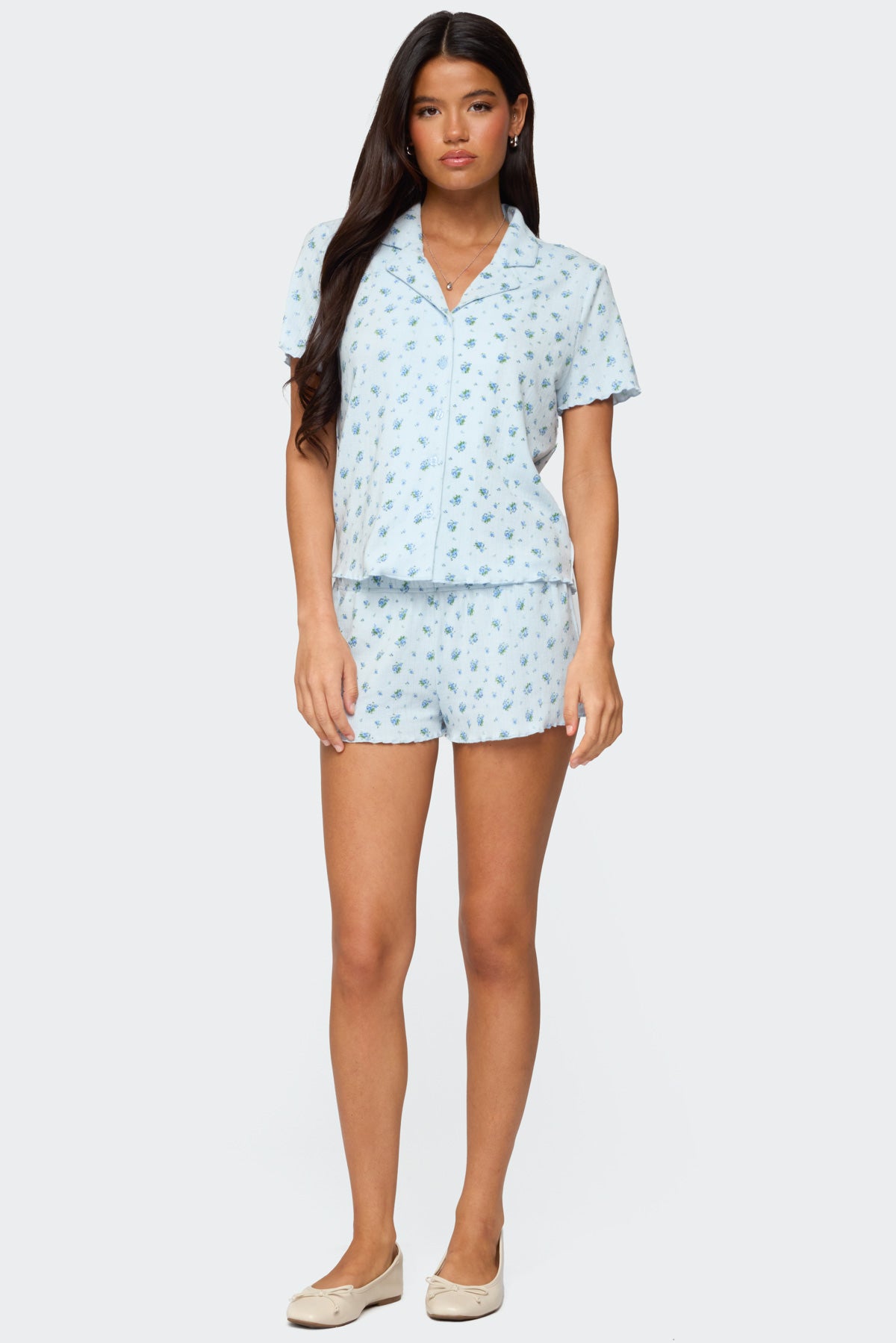 Camden Floral Pointelle Button Up Shirt