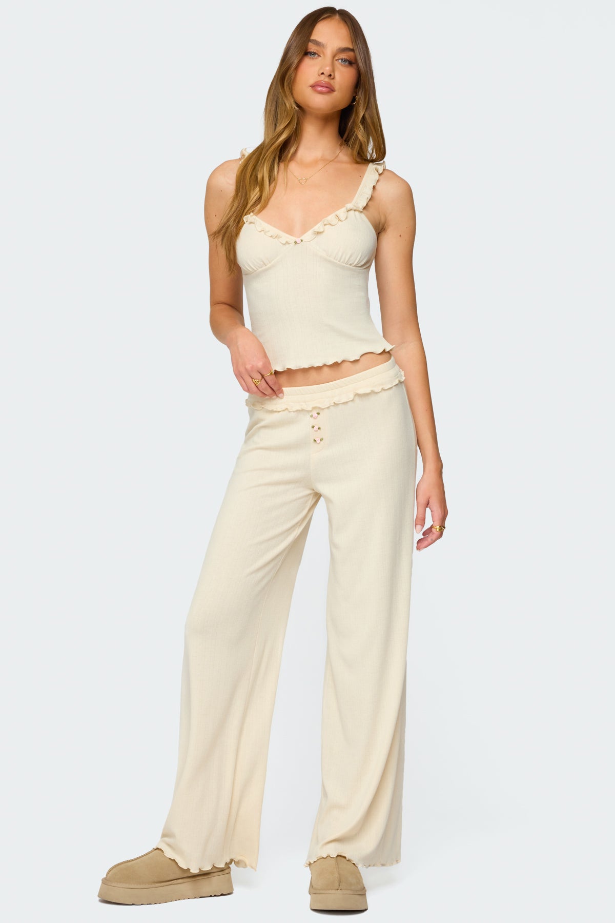 Posy Ruffle Pointelle Tank Top