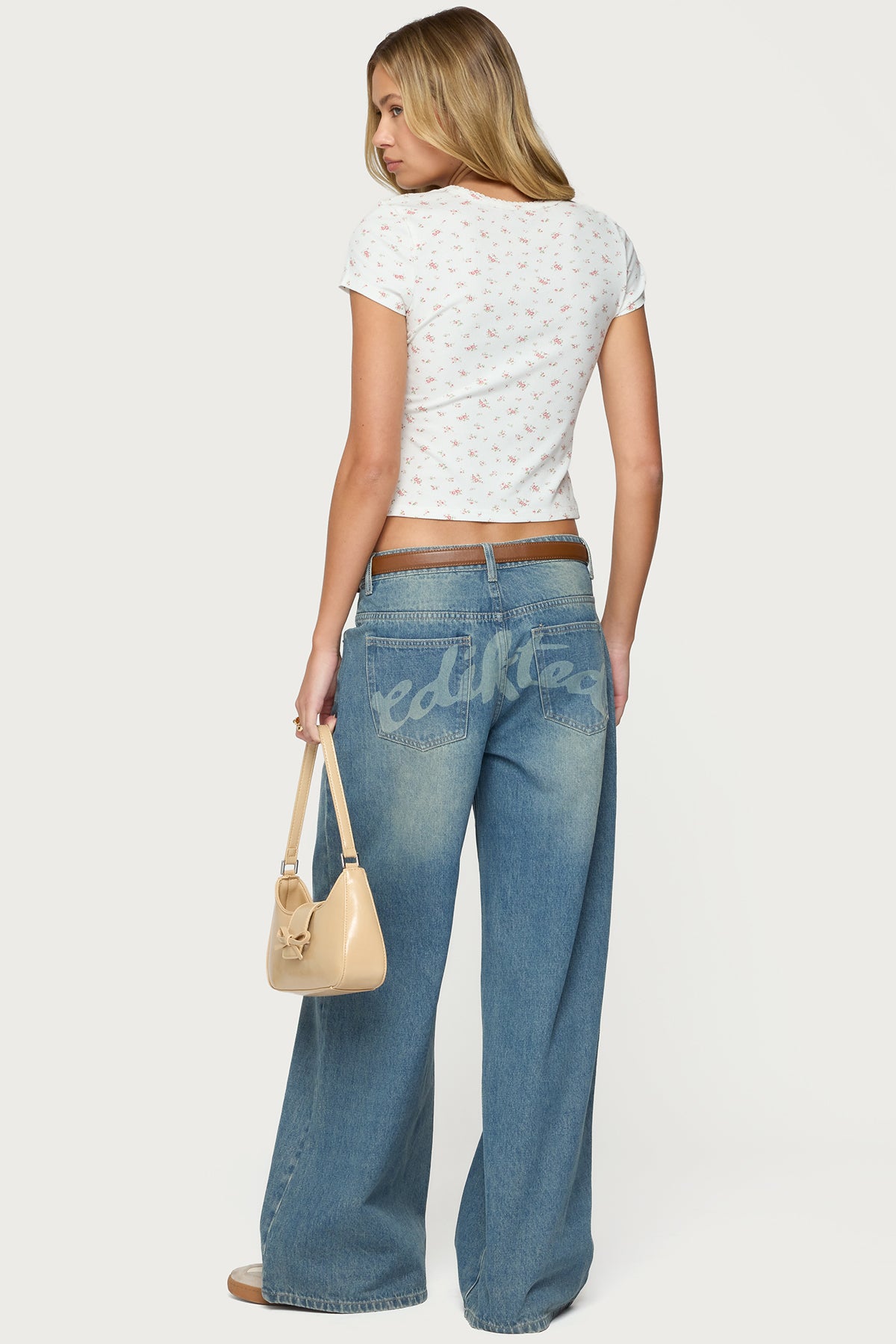 Odella Floral Ribbed Button Up Top