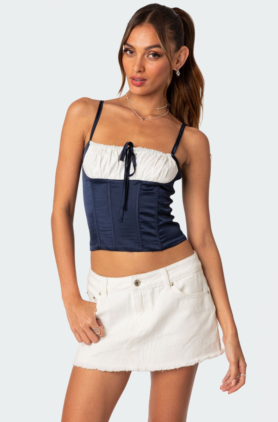 Arabelle Satin Effect Lace Up Corset
