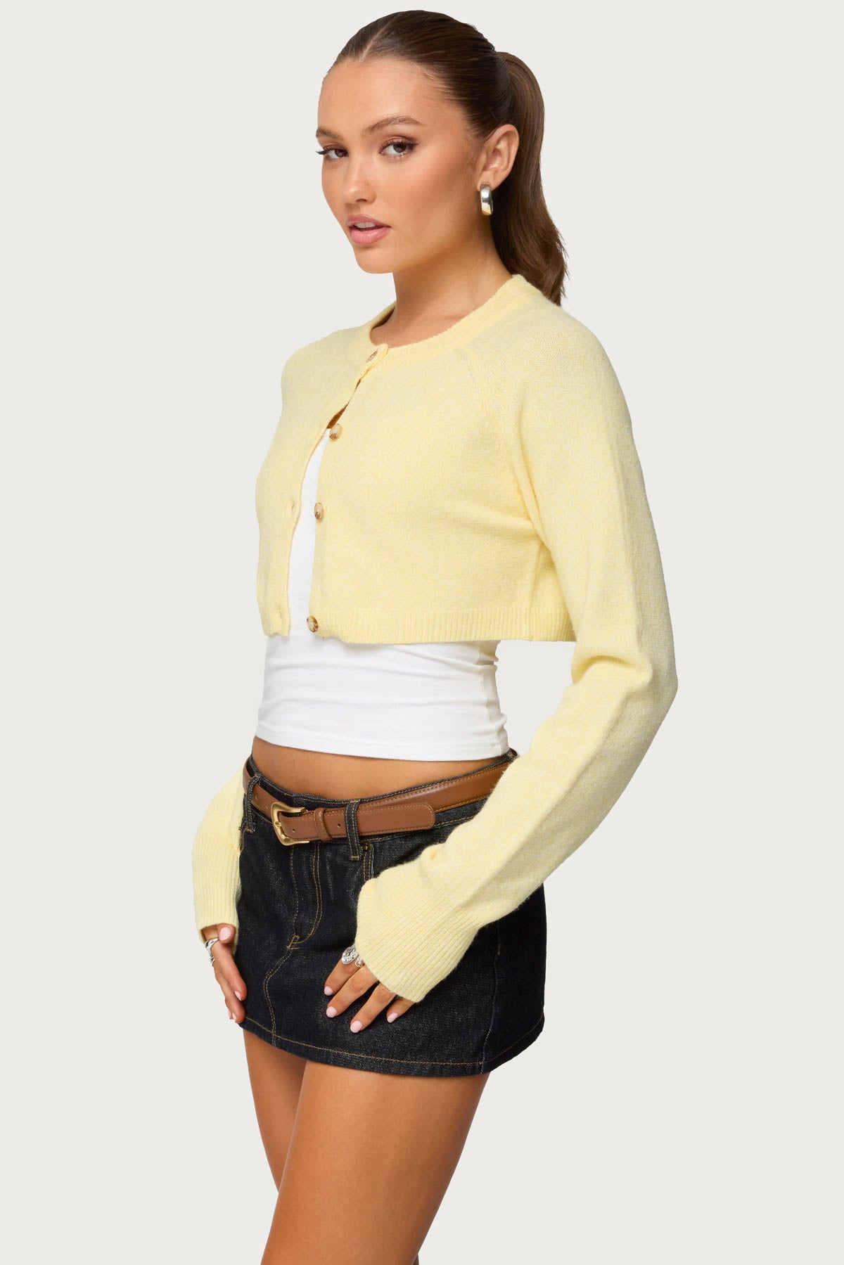 Morgynne Cropped Knit Cardigan
