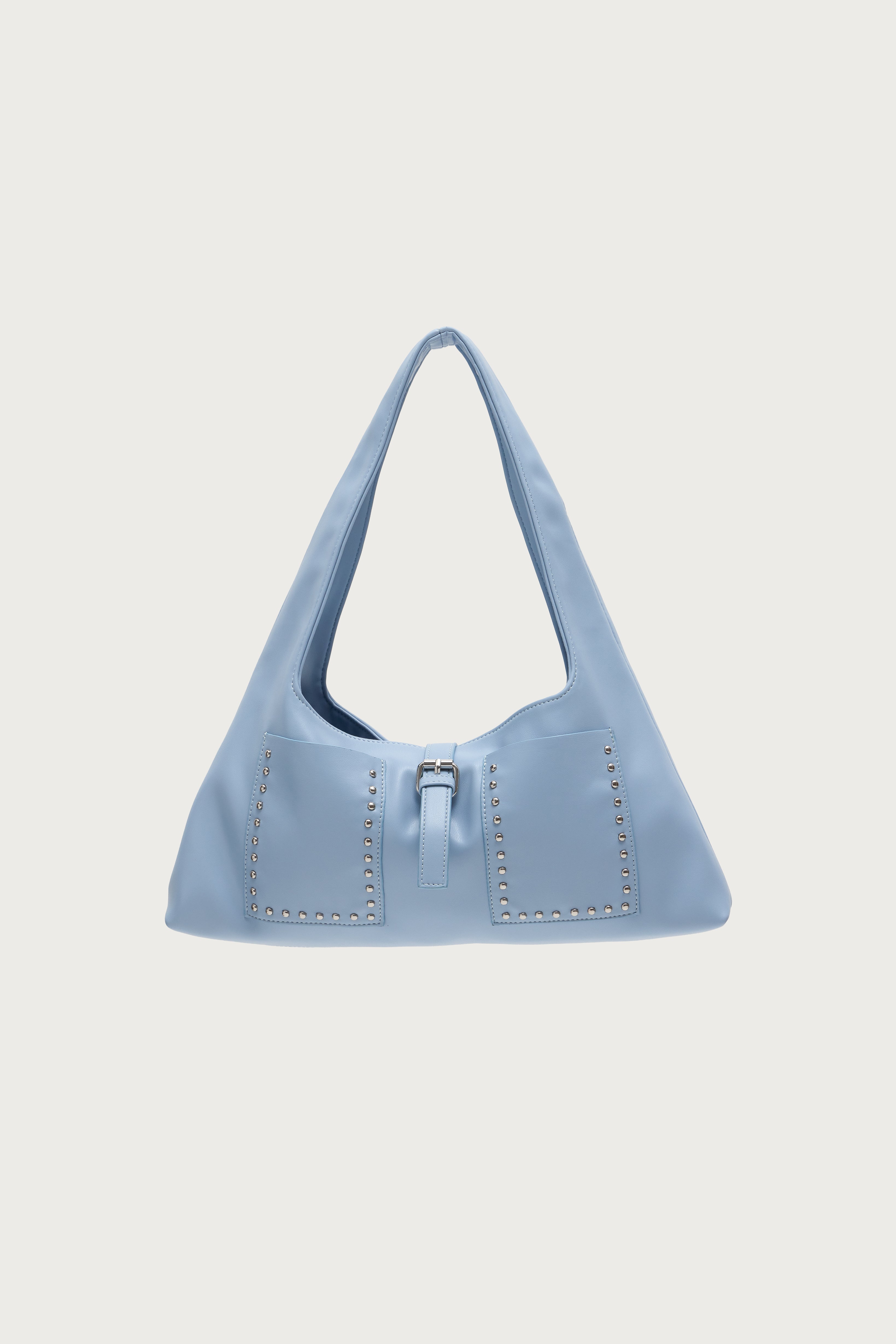 Edgy Studded Faux Leather Shoulder Bag