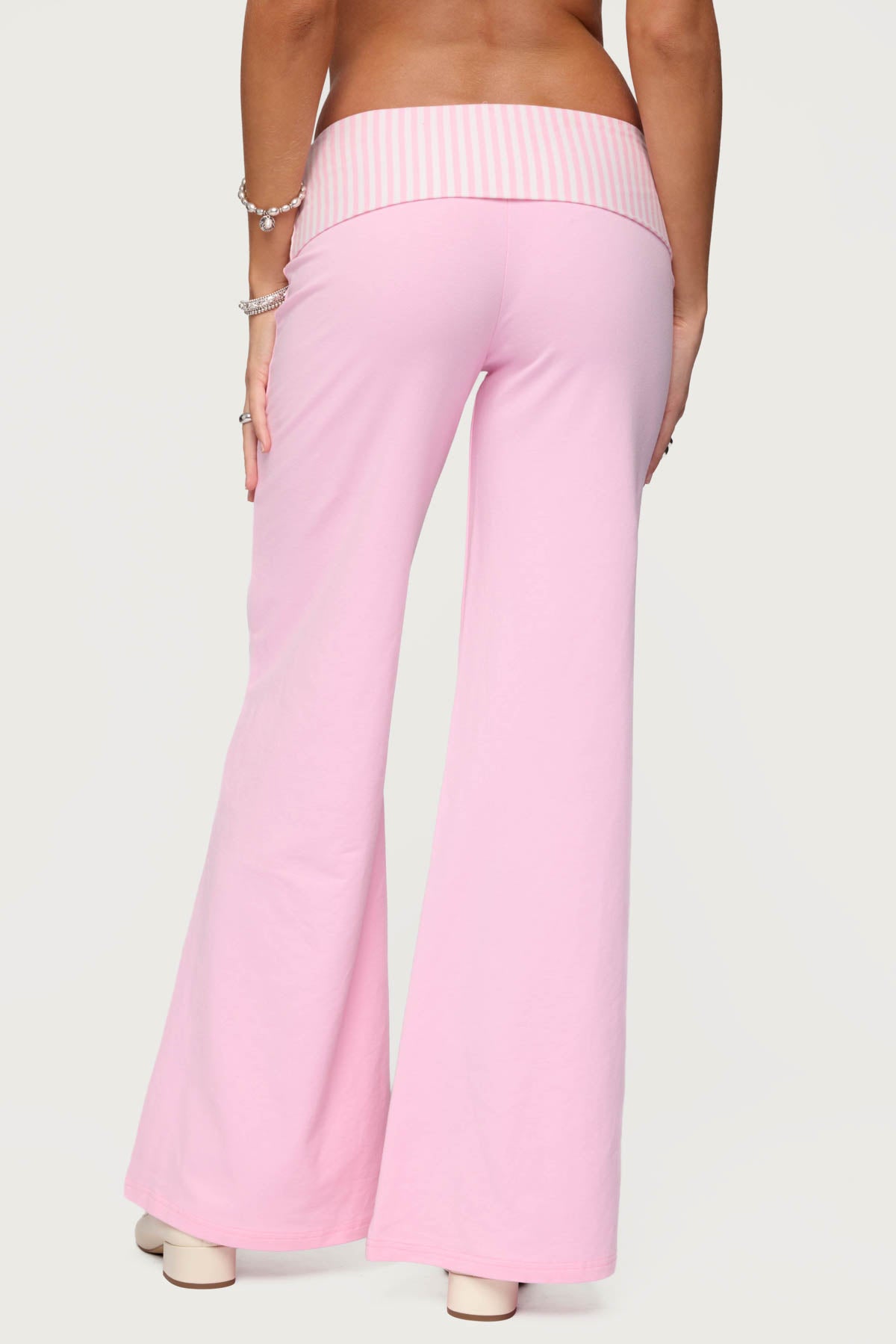 Meshey Striped Fold Over Pants