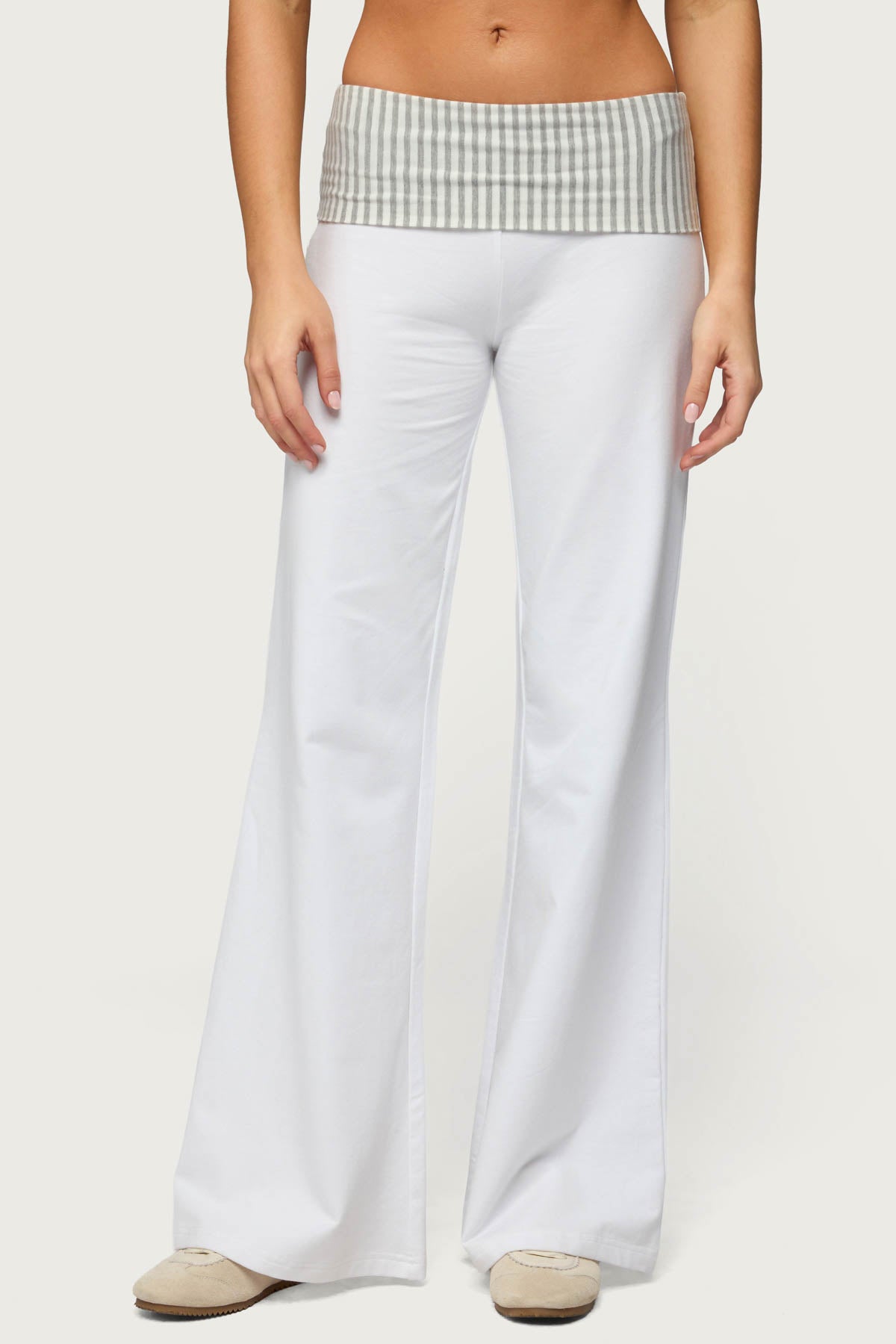 Meshey Striped Foldover Pants