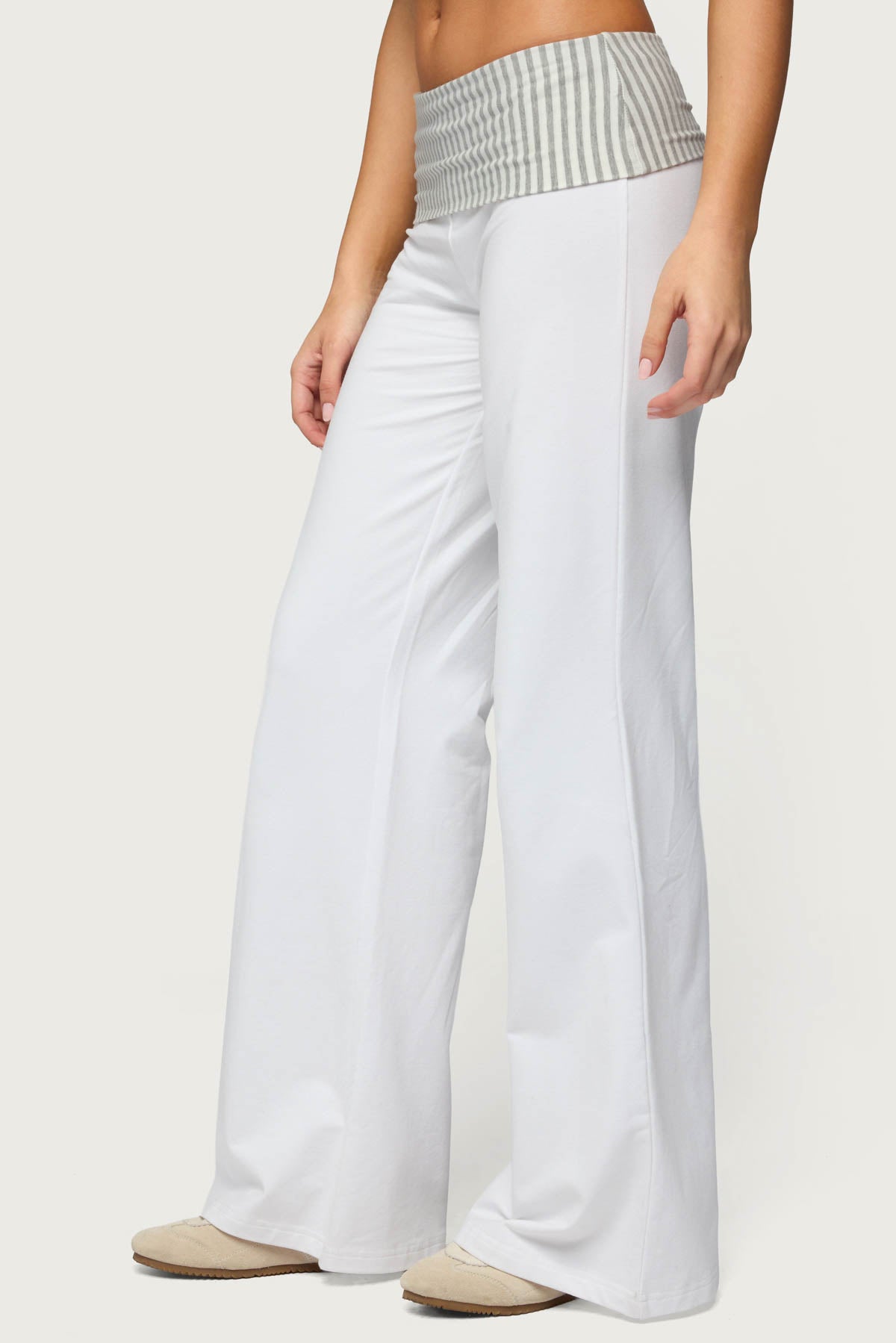 Meshey Striped Foldover Pants