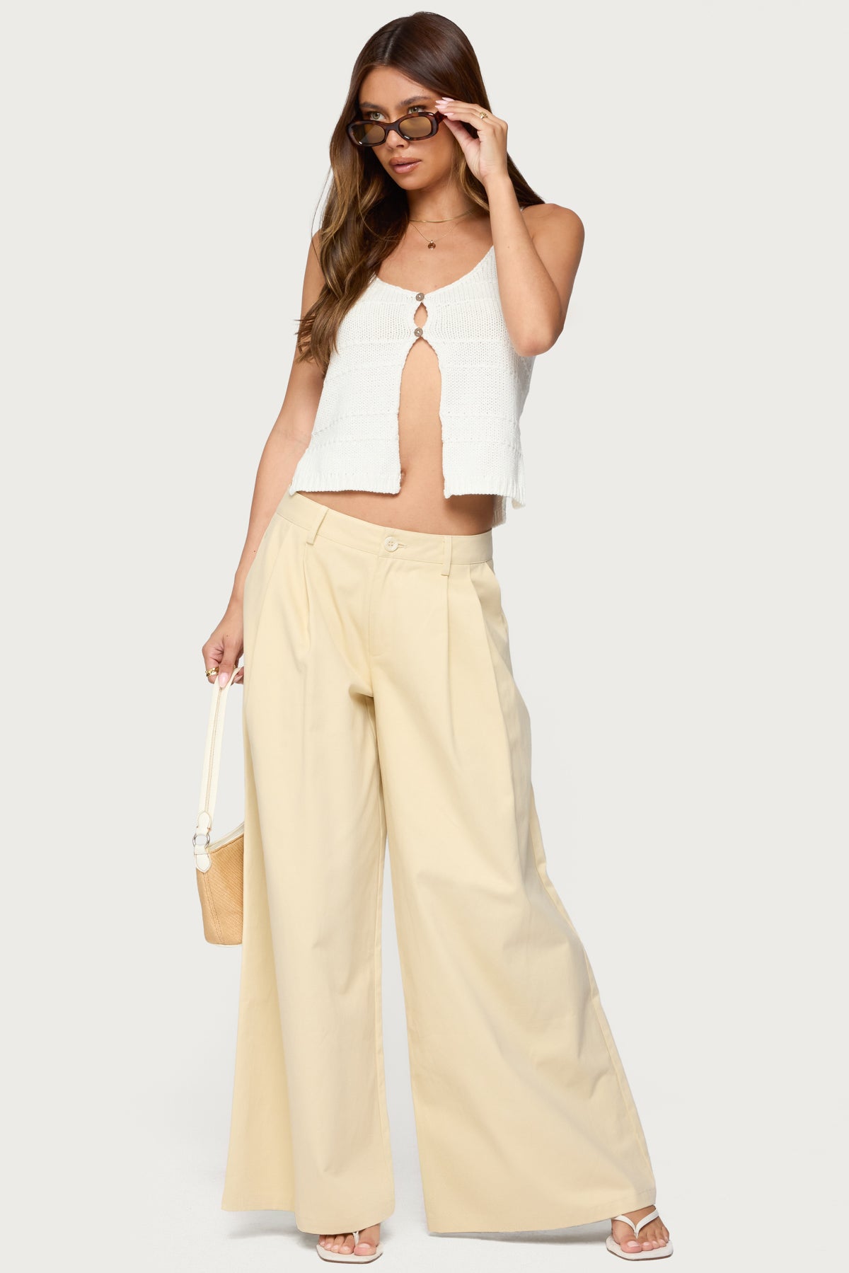 Mikinley Split Front Knit Tank Top