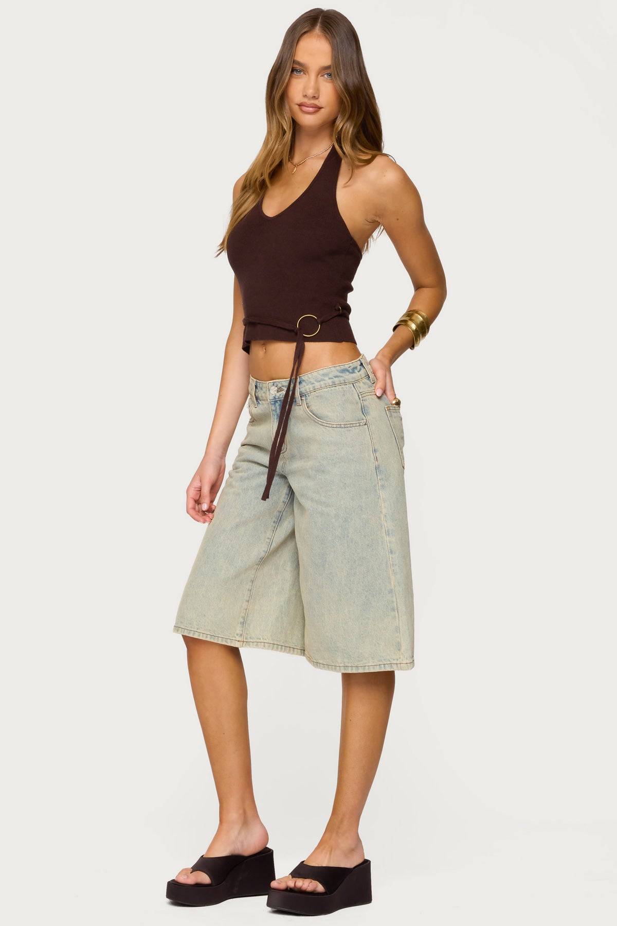 Kez Belted Knit Halter Top