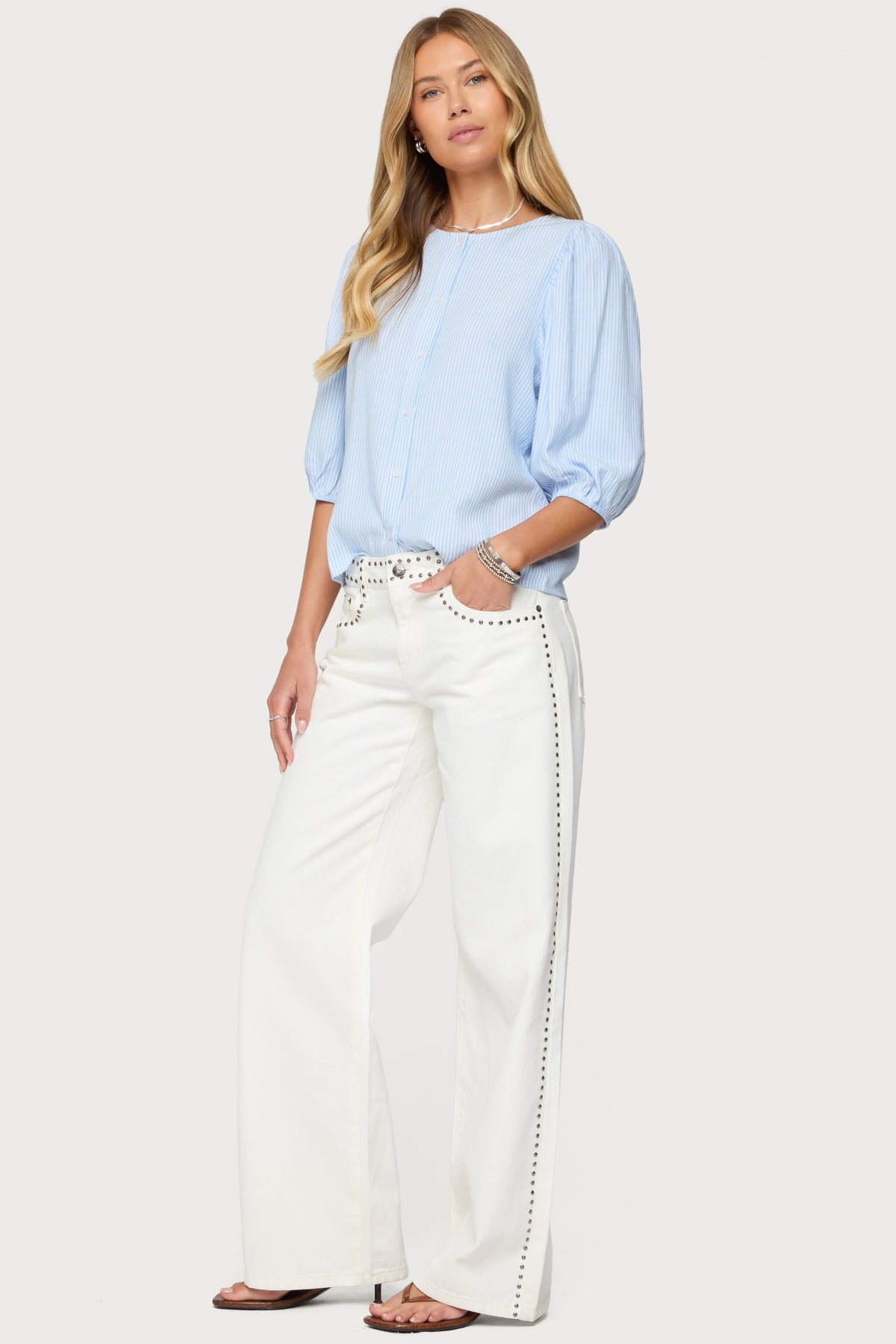 Quincy Studded Low Rise Jeans