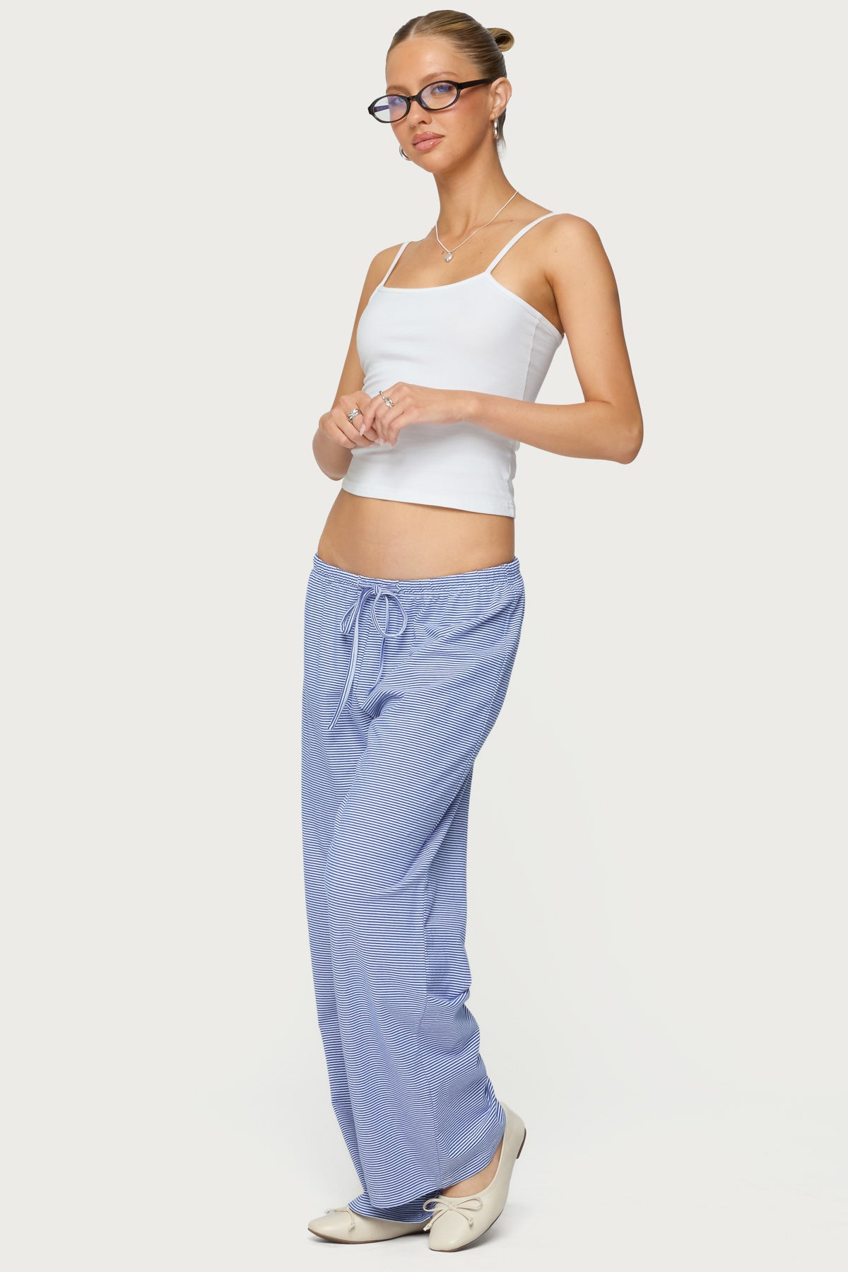 Petite Olivia Striped Loose Fit Pants