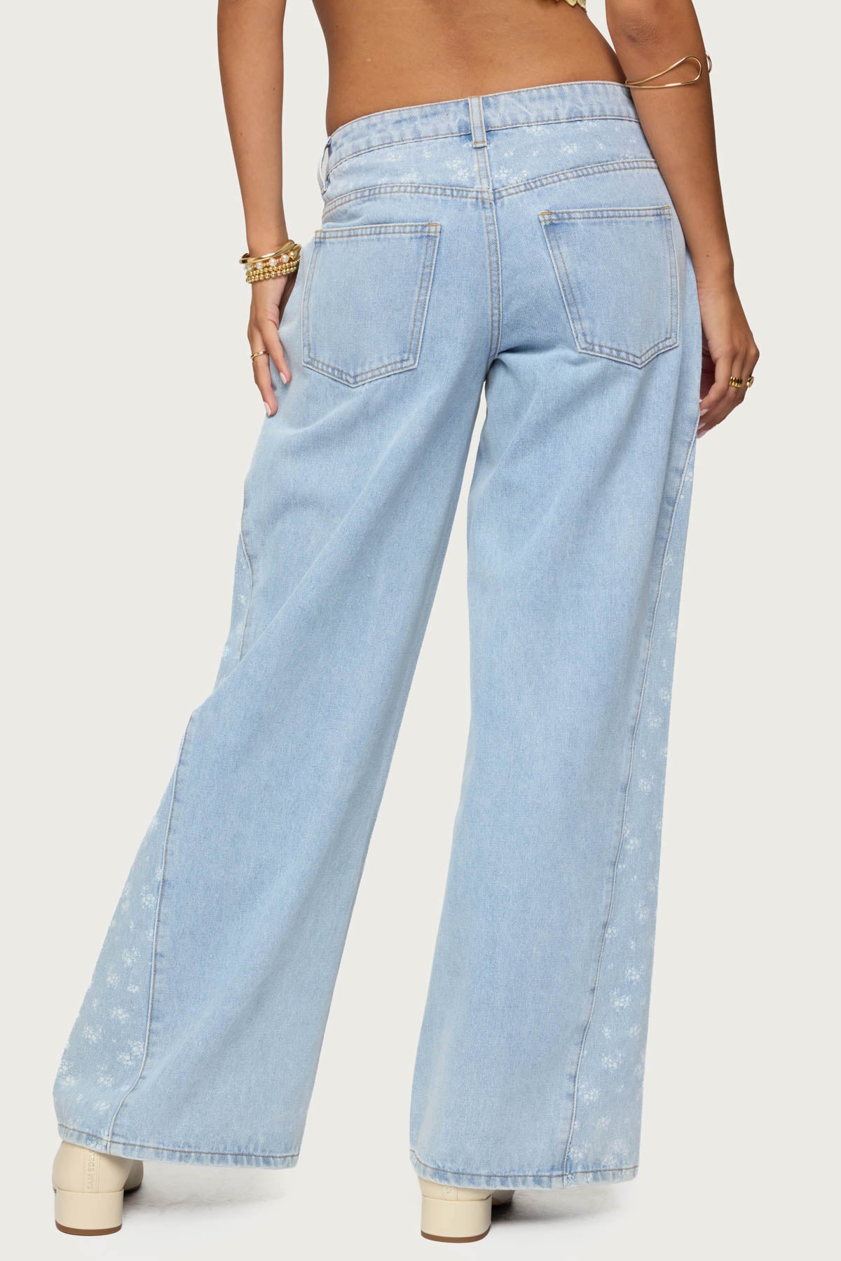 Floral Split Low Rise Jeans