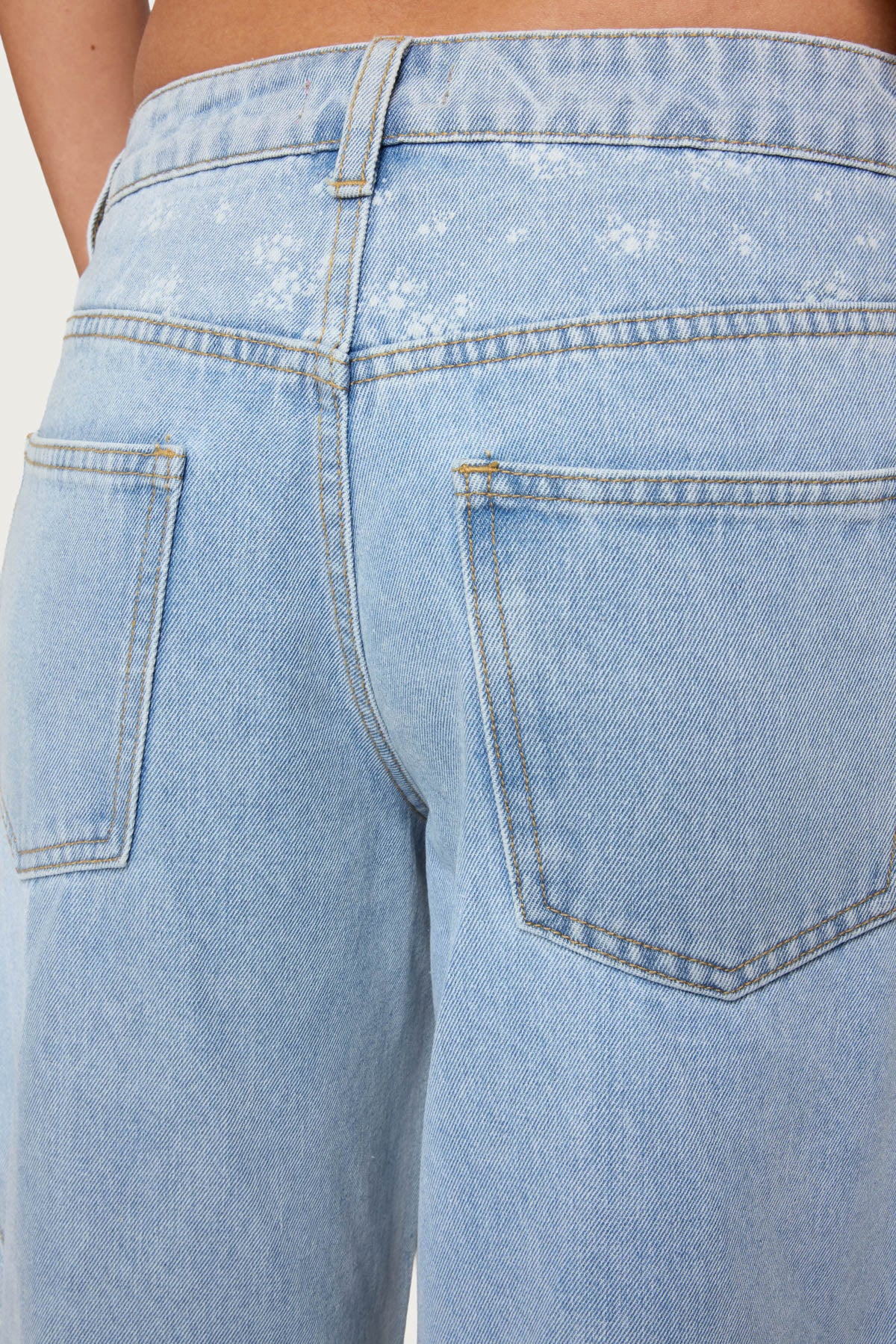 Floral Split Low Rise Jeans