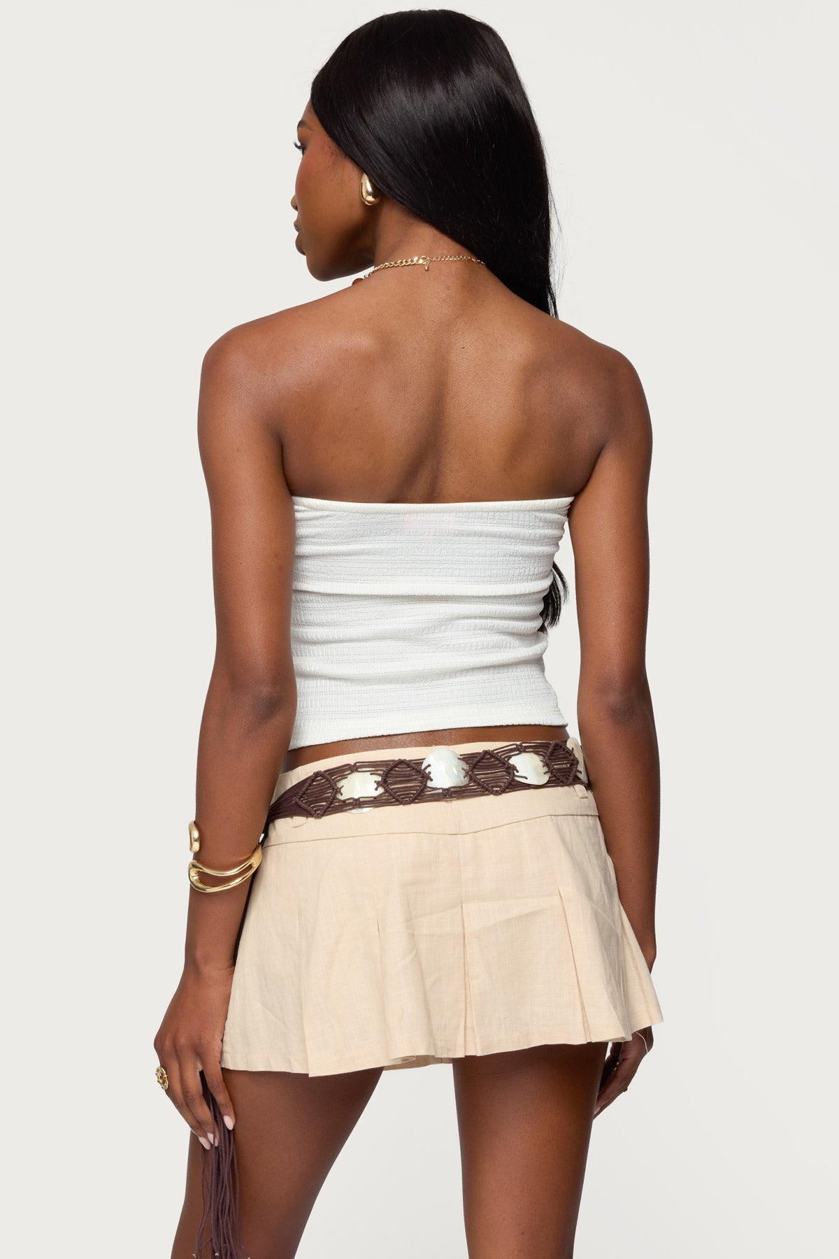 Layered Textured Knit Strapless Top