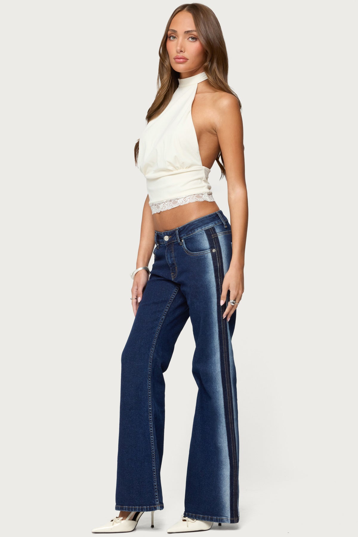 Airbrushed Low Rise Flared Jeans