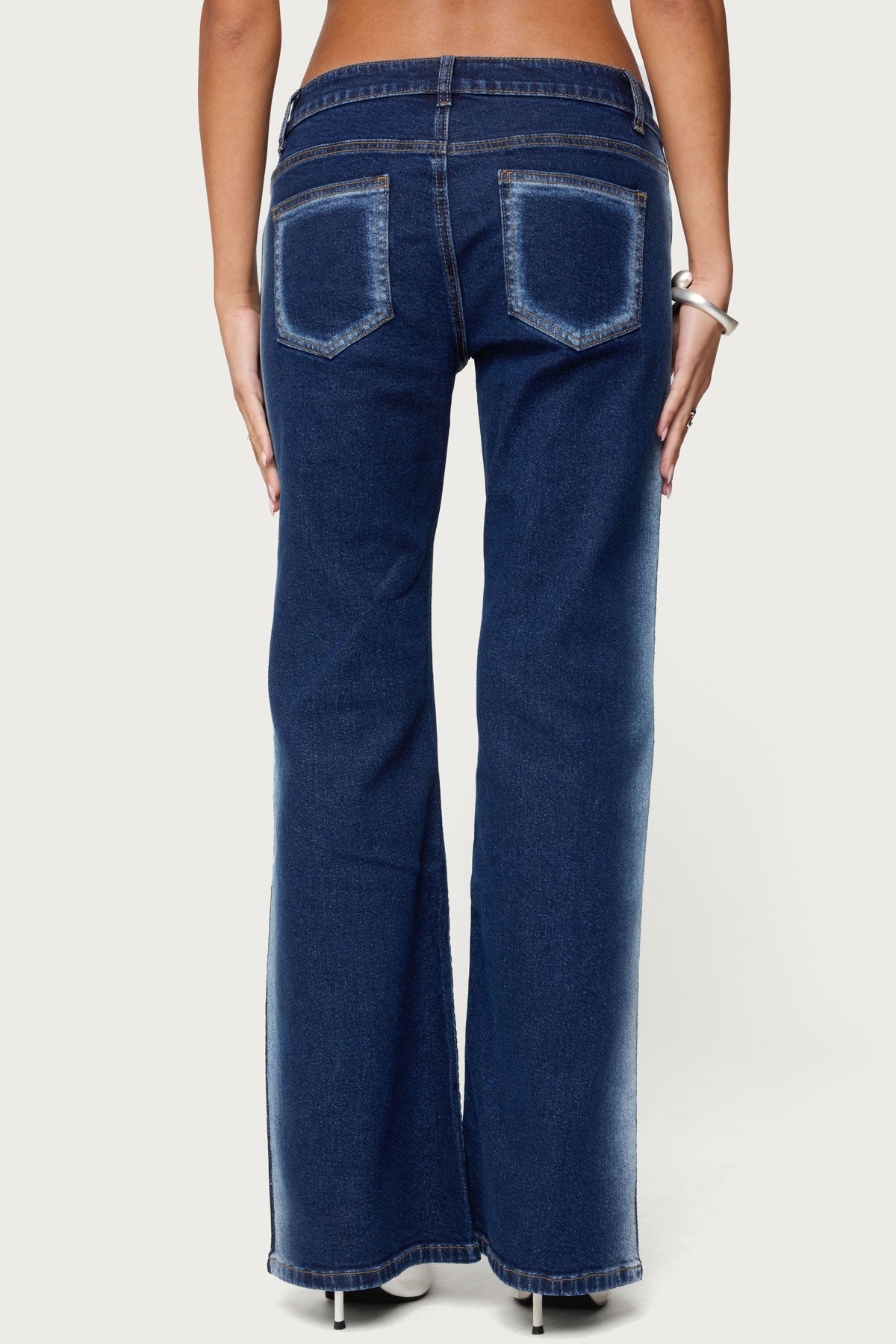 Airbrushed Low Rise Flared Jeans