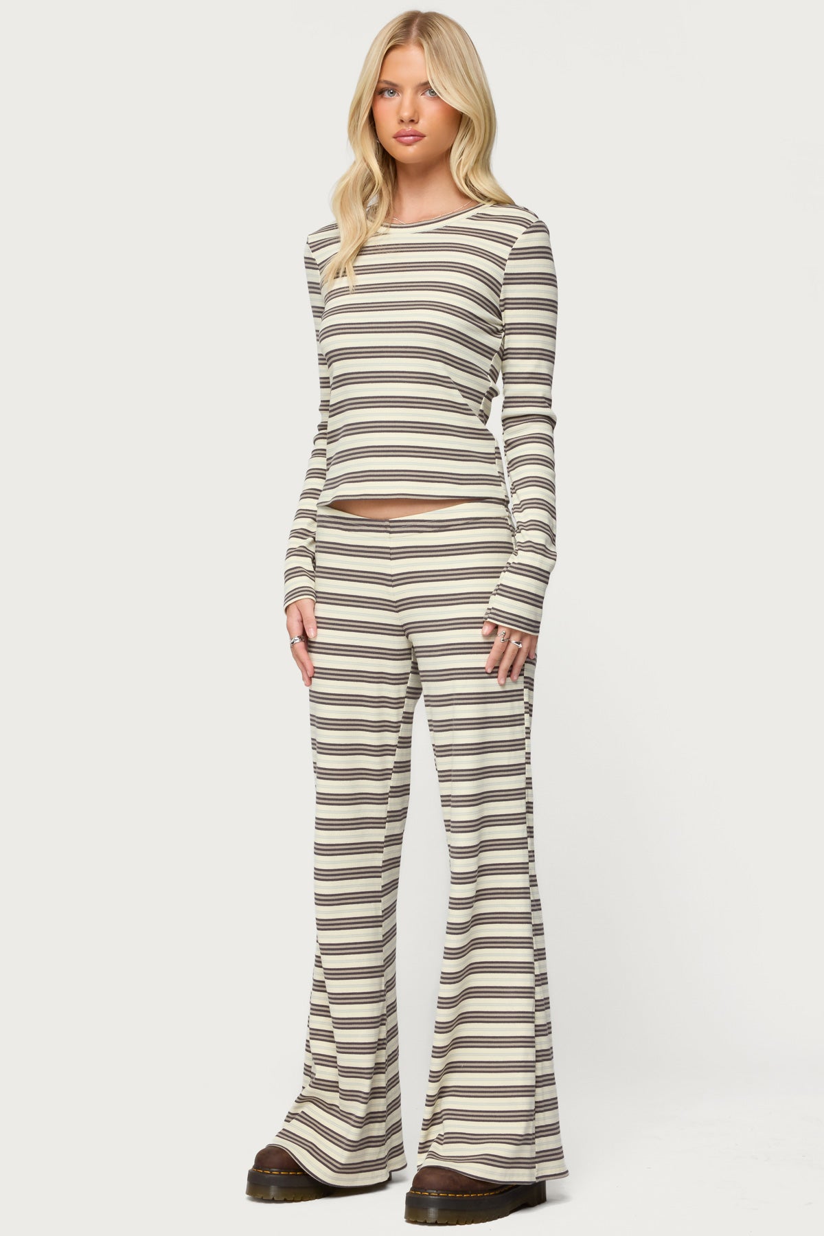 Avalie Striped Ribbed Pants