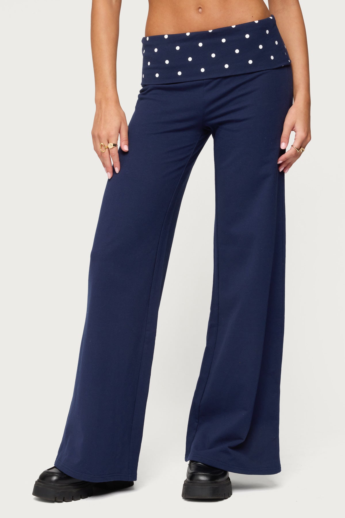 Reeva Polka Dot Fold Over Pants