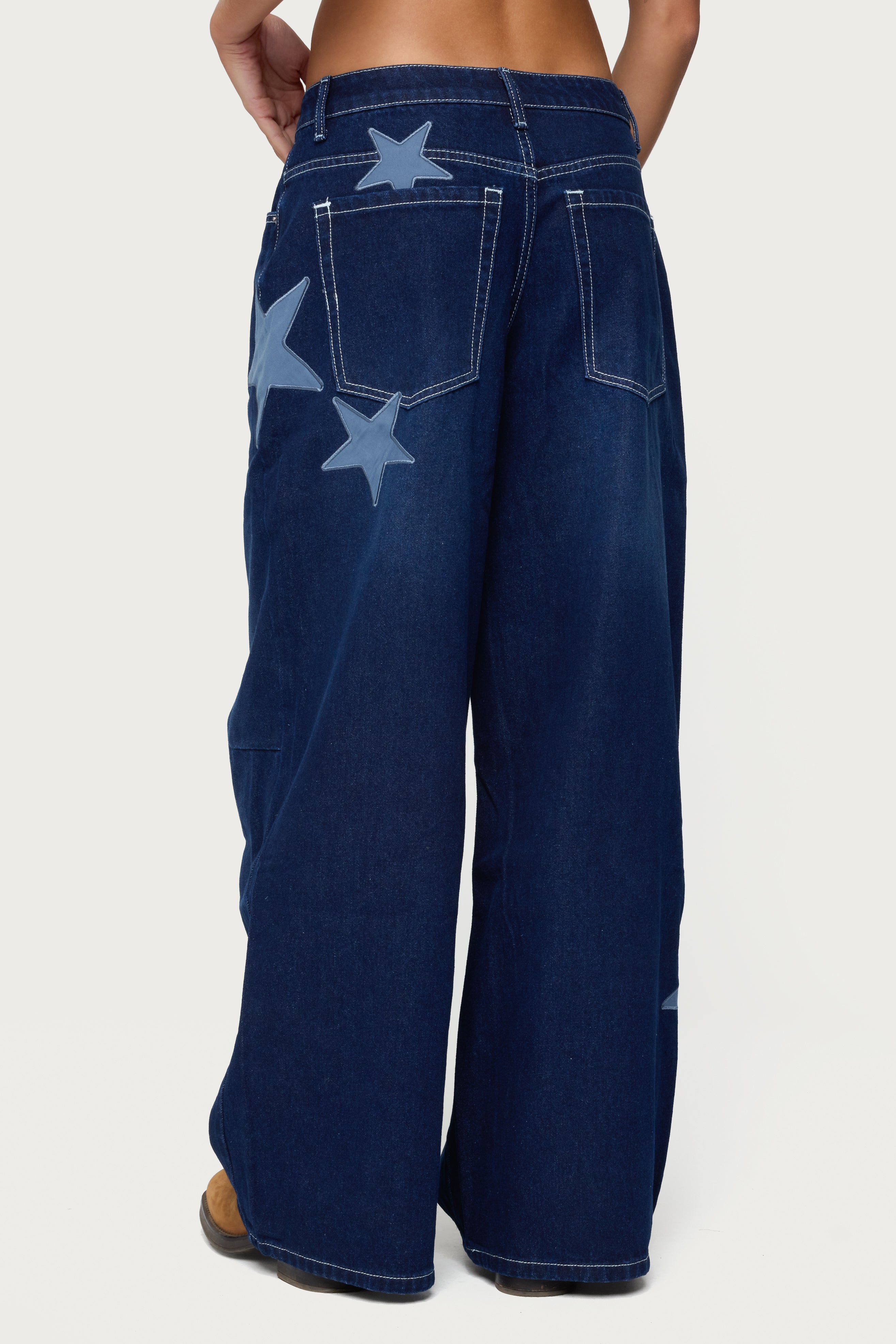 Trish Stars Low Rise Baggy Jeans