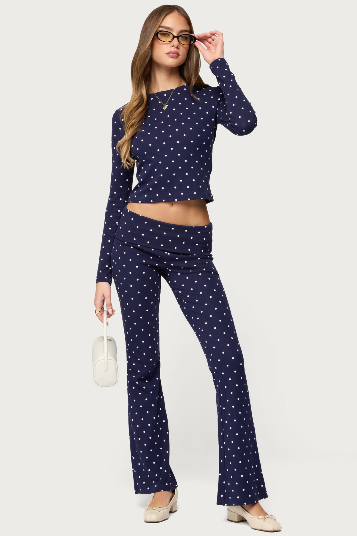 Daliya Polka Dot Long Sleeve Top