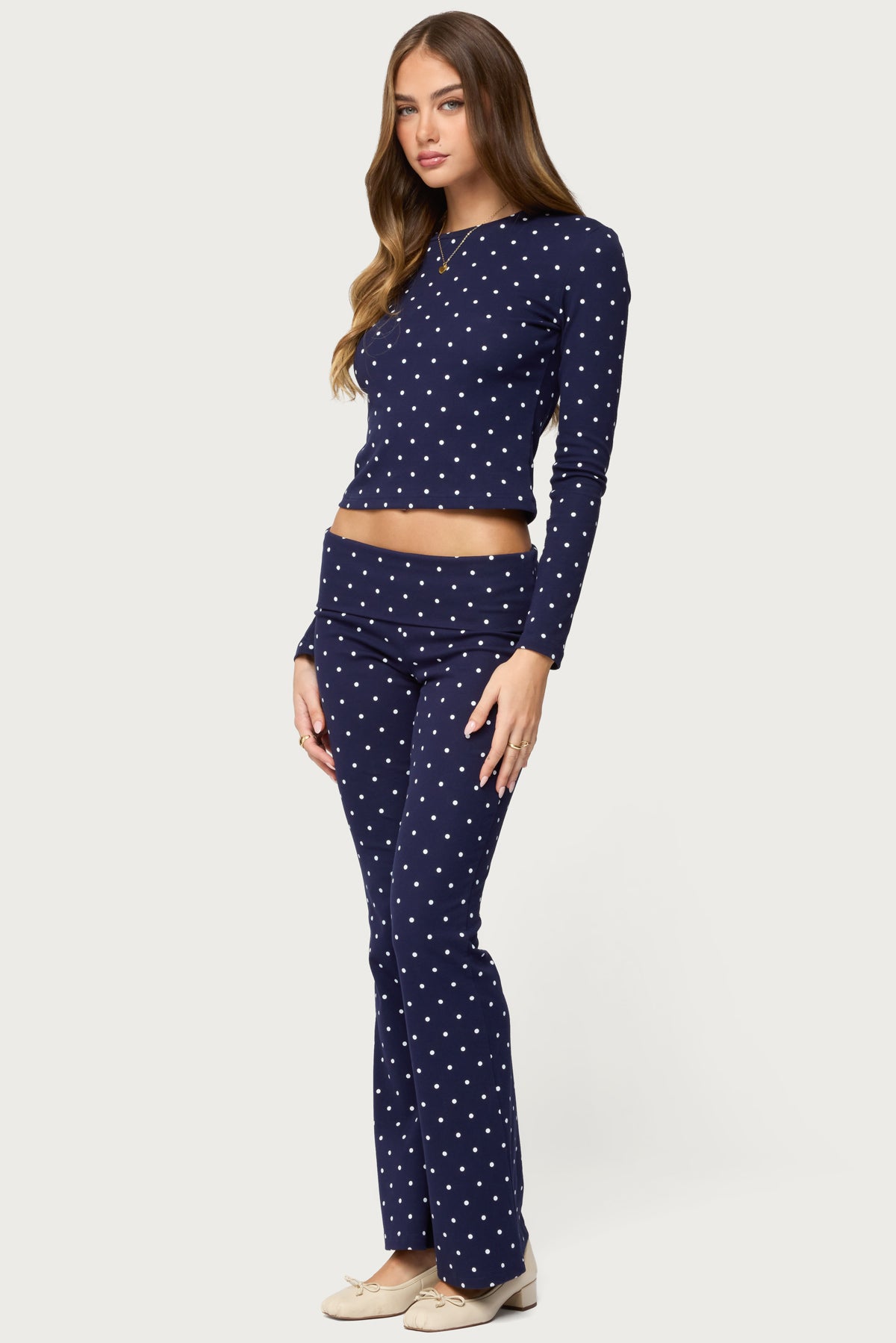 Daliya Polka Dot Long Sleeve Top