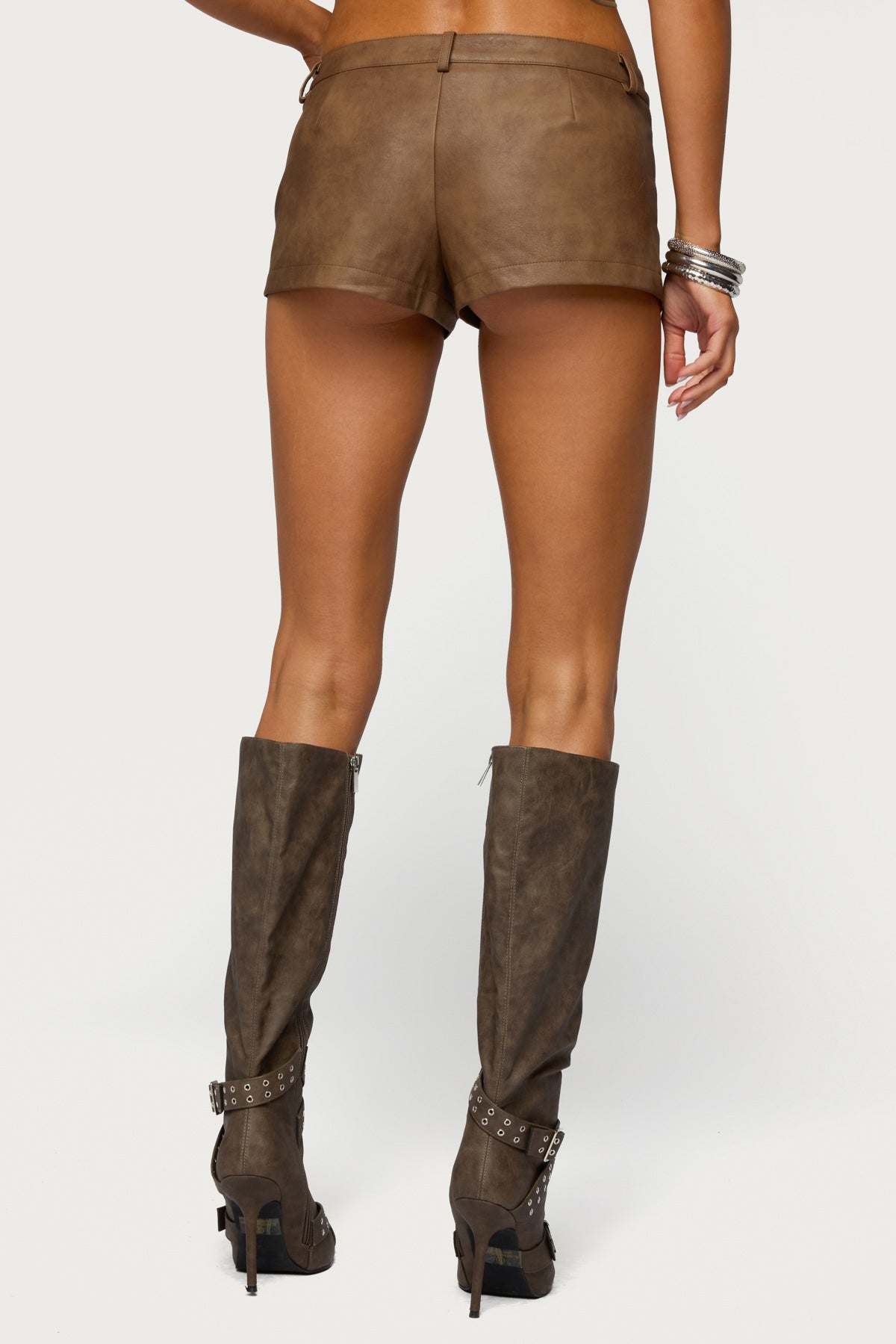 Idara Faux Leather Micro Shorts