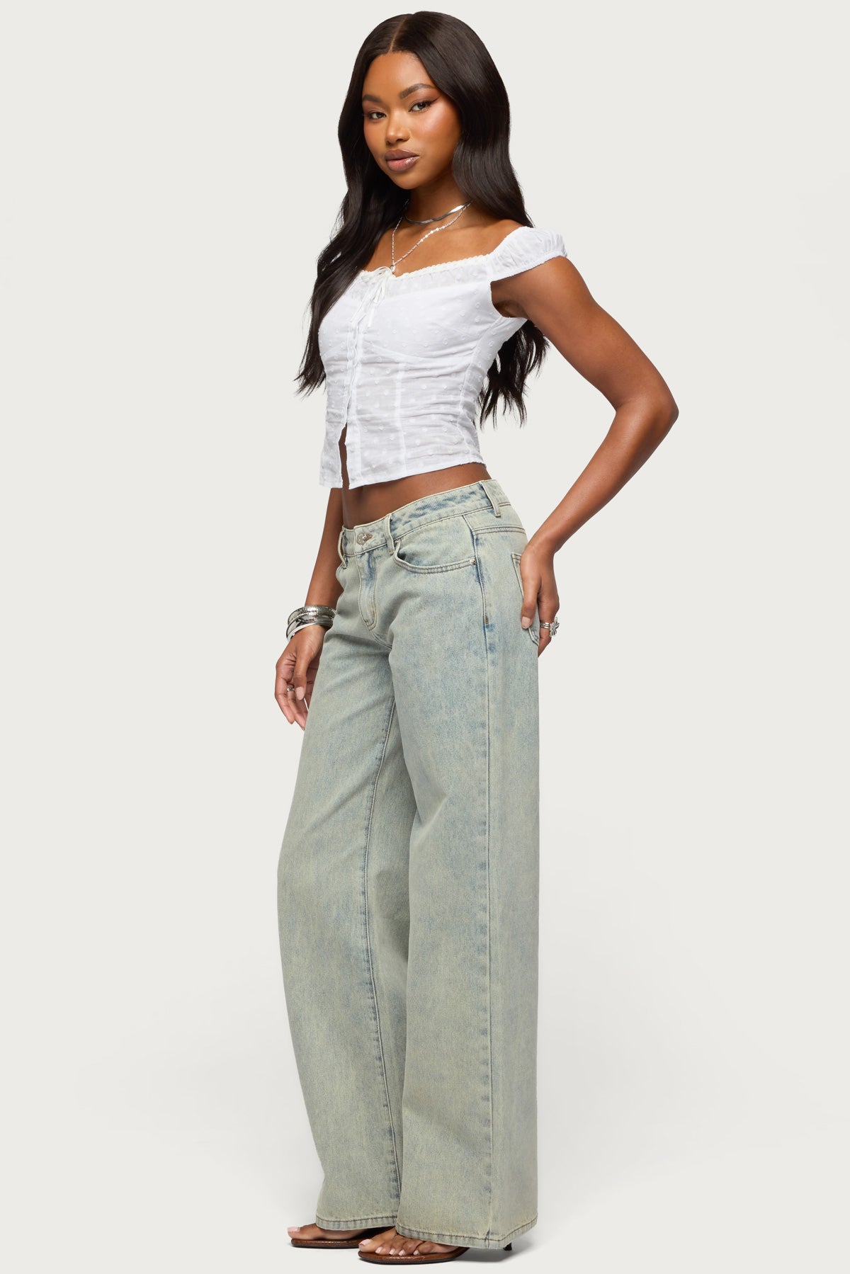 Tall Magda Acid Wash Low Rise Baggy Jeans