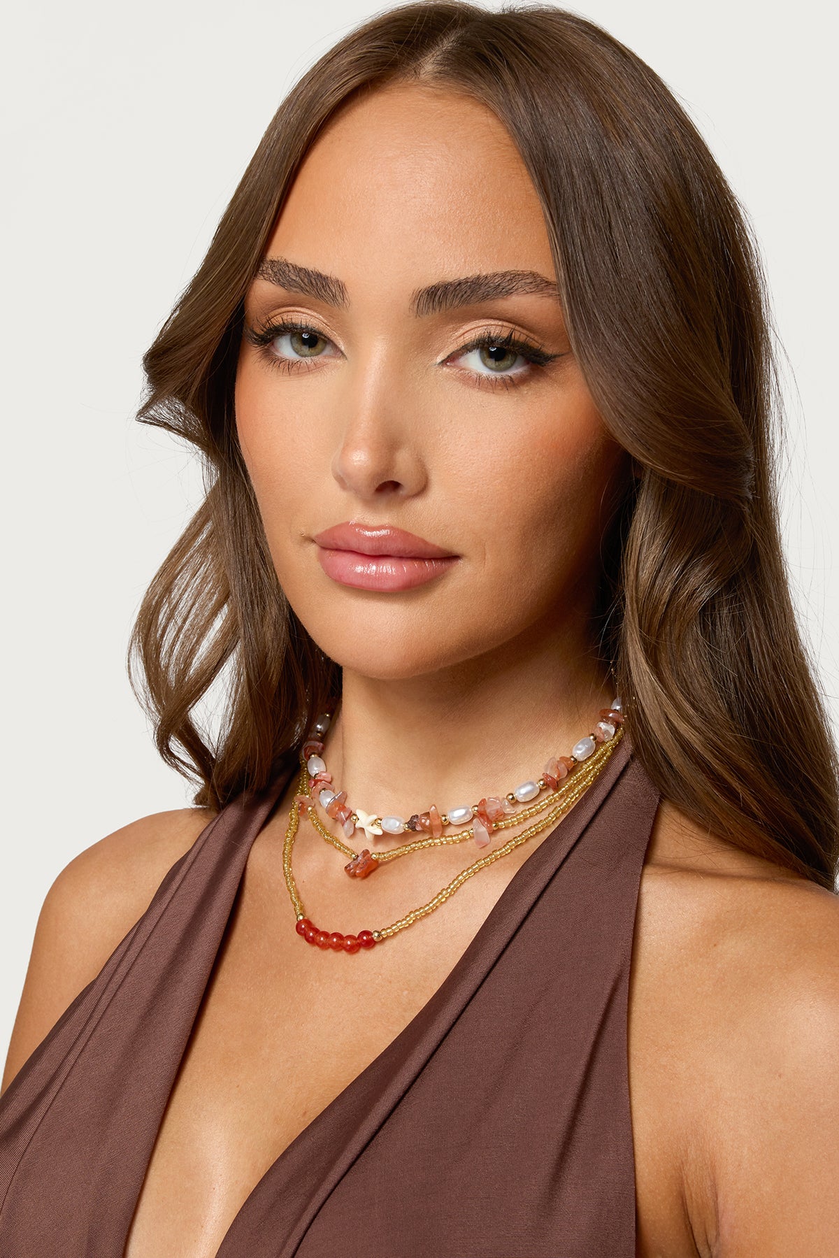 Pearly Beaded Layered Necklace