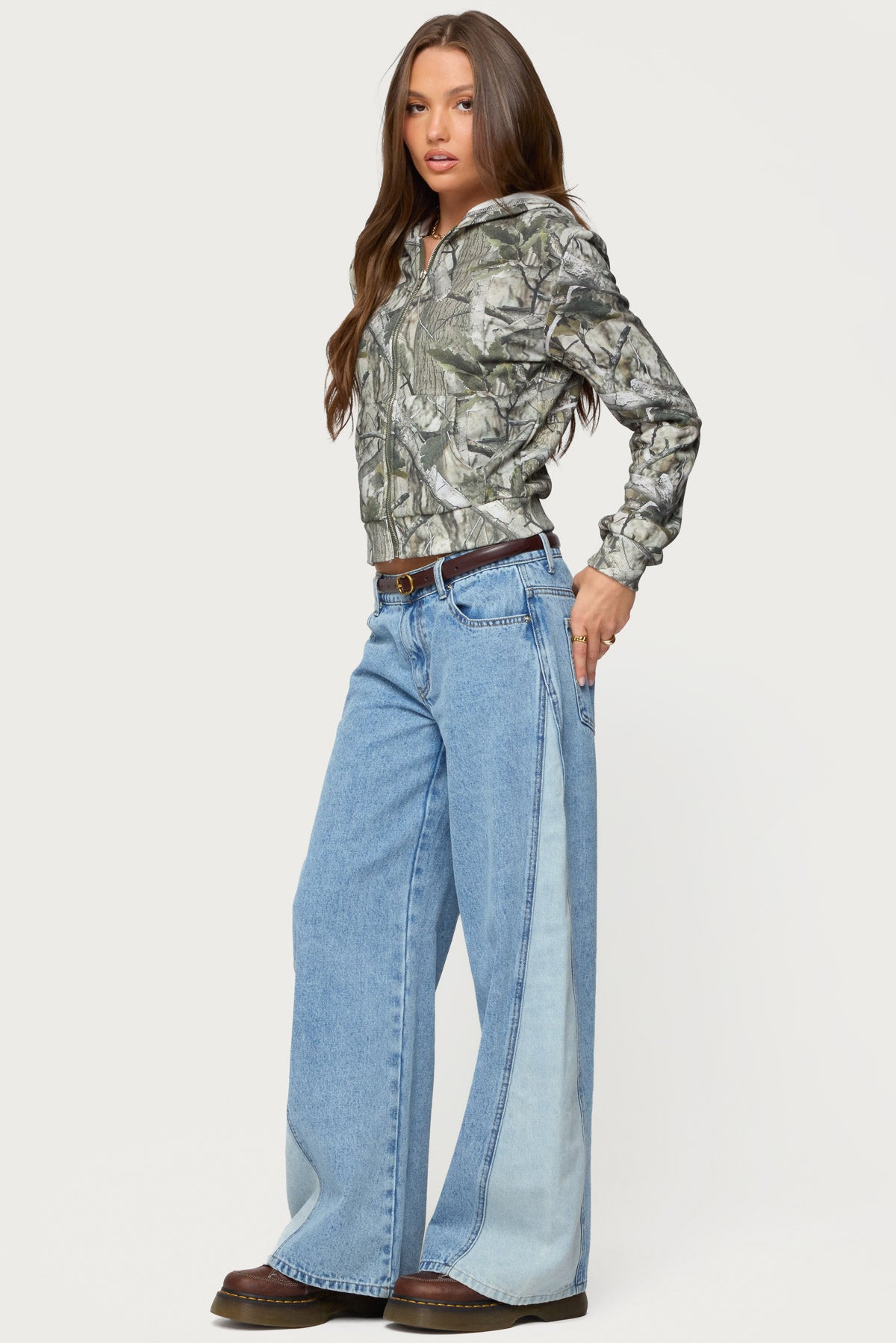 Genna Contrast Panel Low Rise Jeans