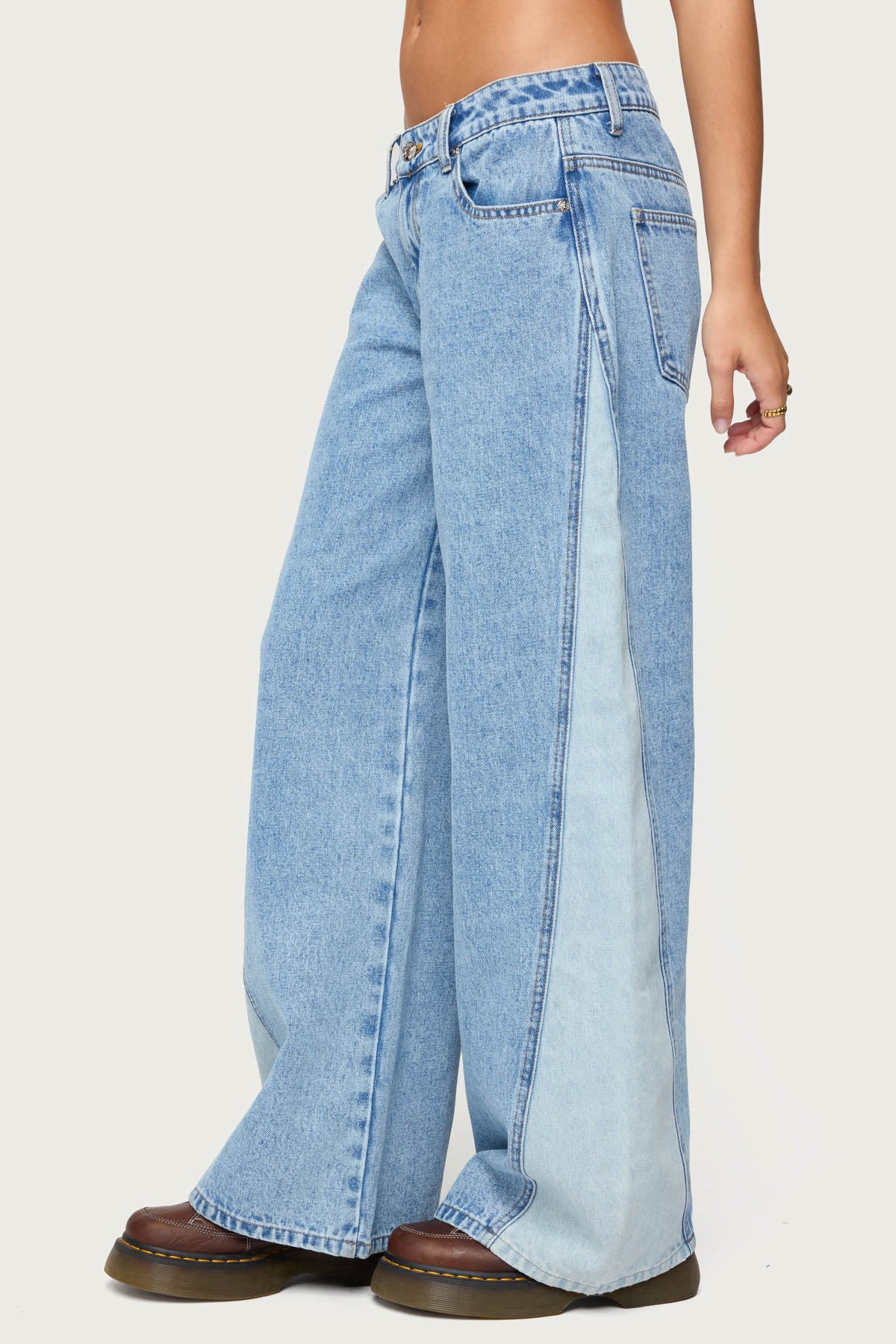 Genna Contrast Panel Low Rise Jeans