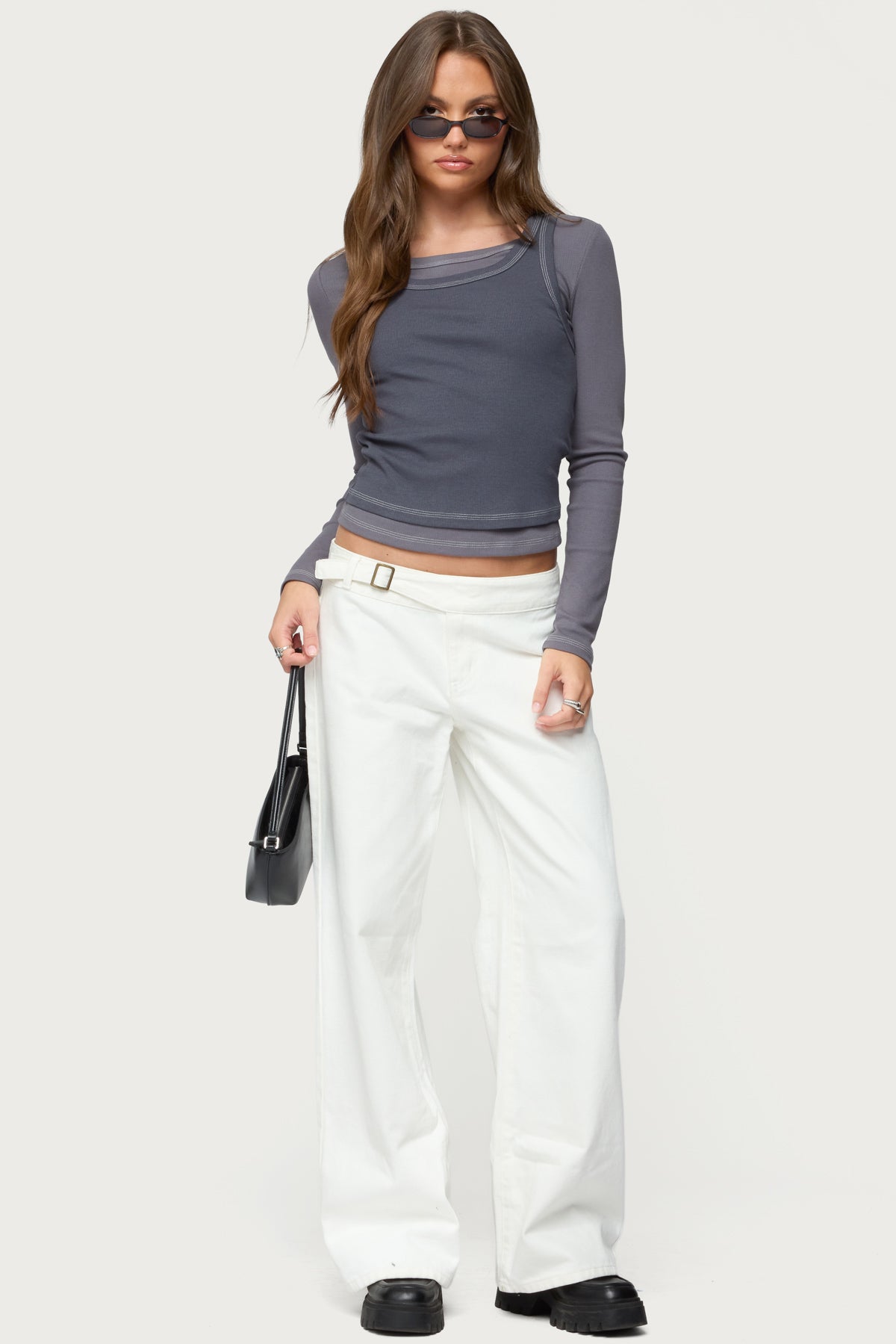 Zane Contrast Layered Long Sleeve Top