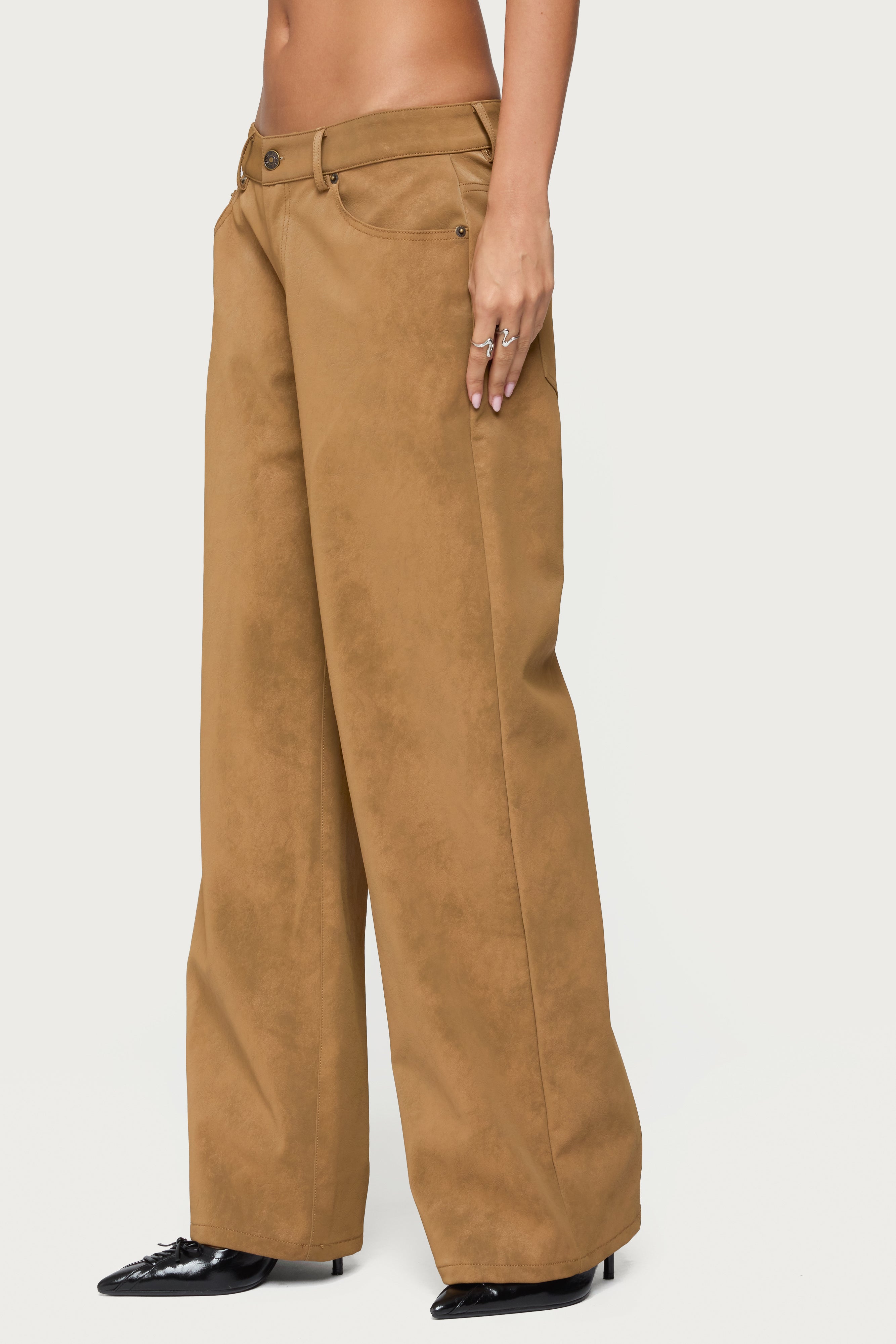 Stacey Low Rise Faux Suede Pants