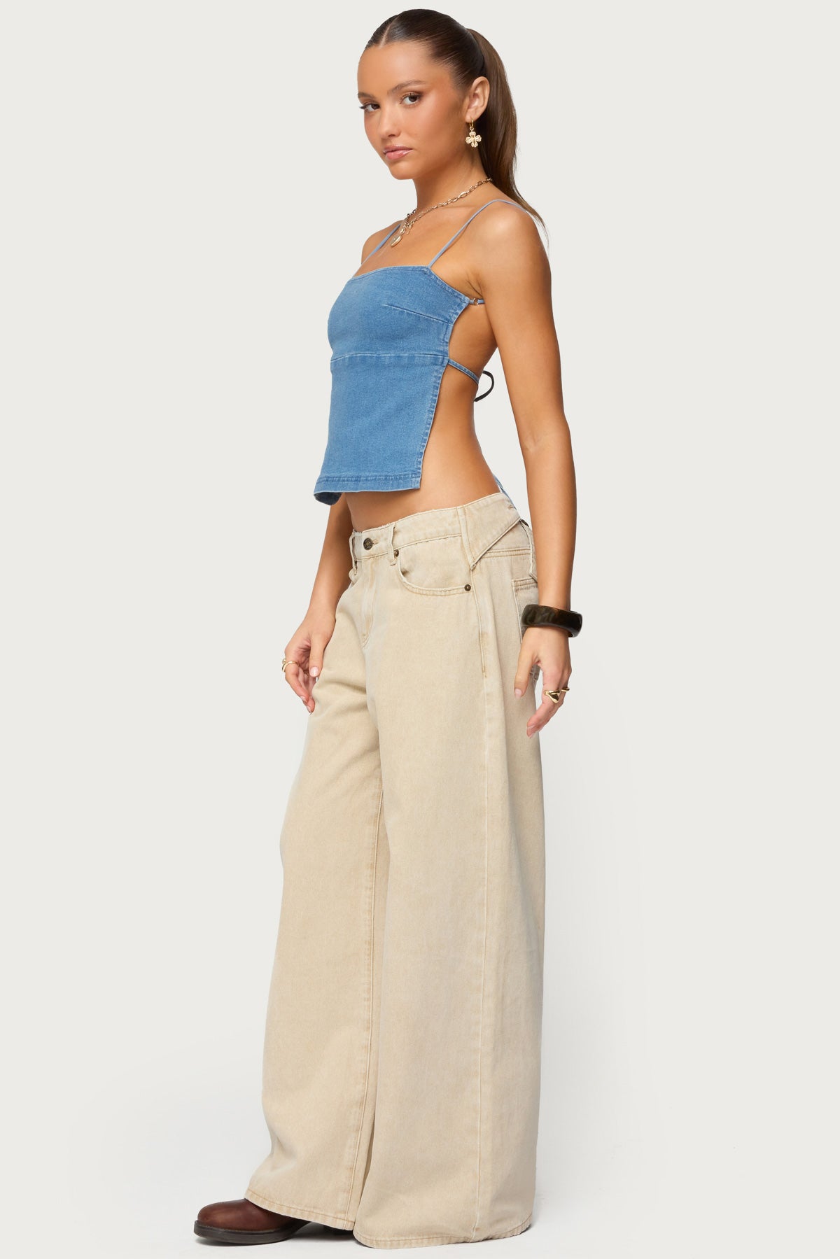 Conley Backless Denim Top