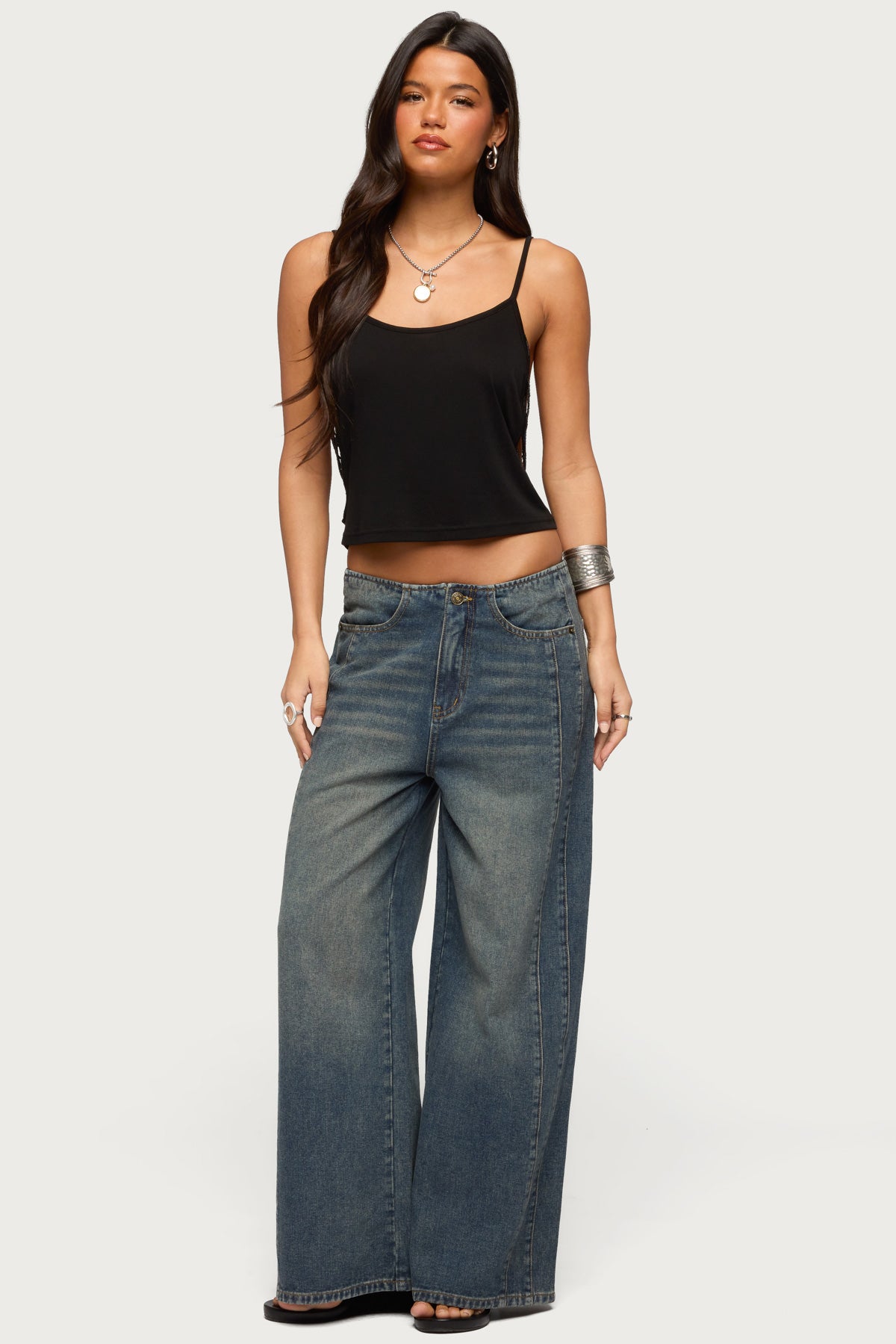 Donia Cutout Beaded String Tank Top