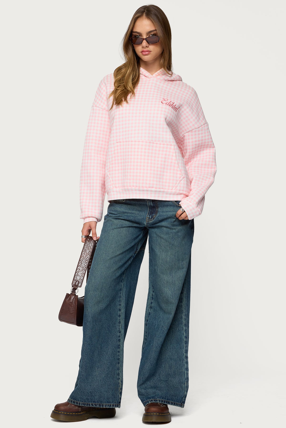 Edikteds Gingham Oversized Hoodie