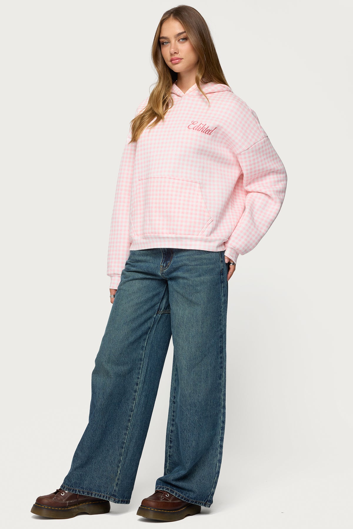 Edikteds Gingham Oversized Hoodie