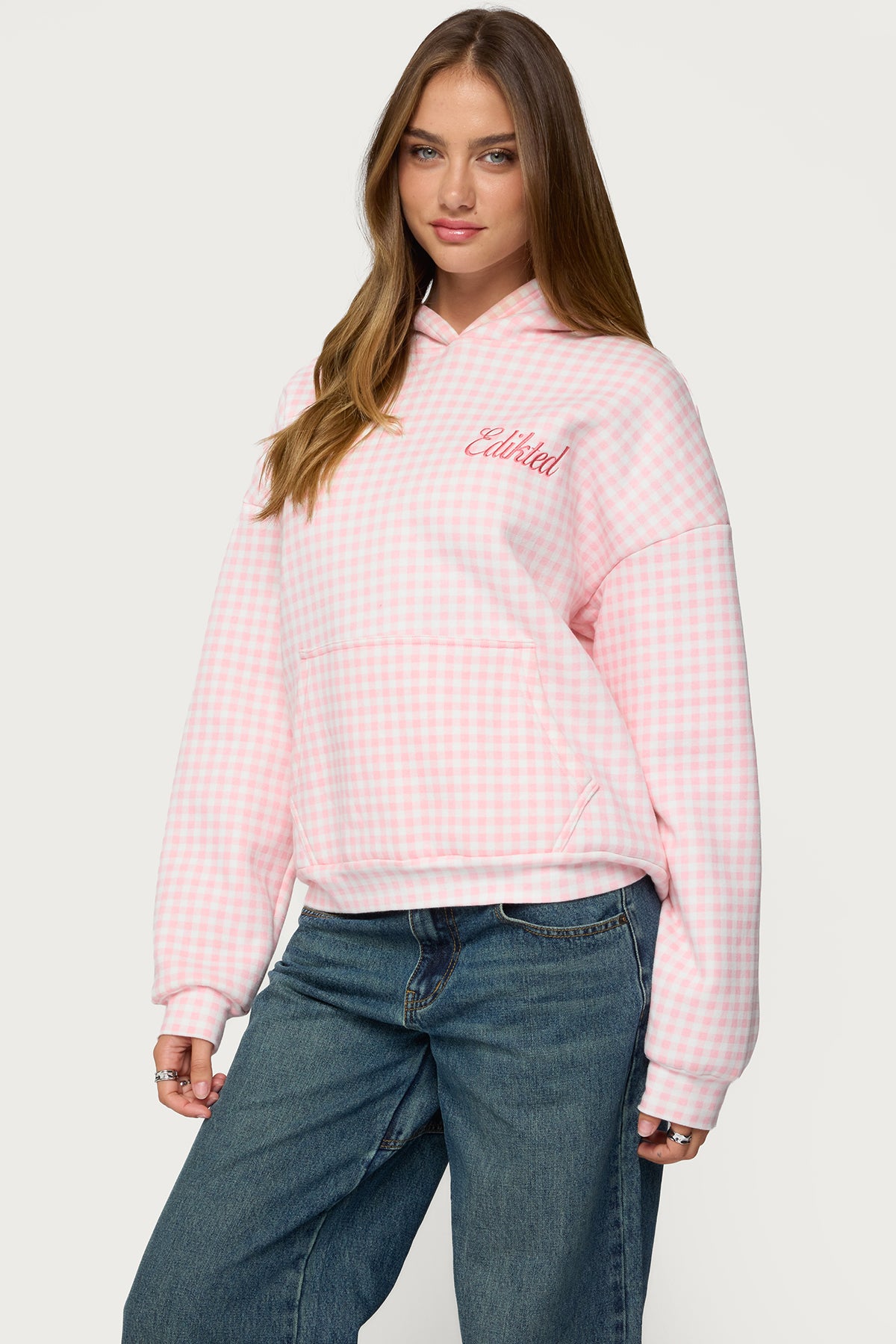 Edikteds Gingham Oversized Hoodie