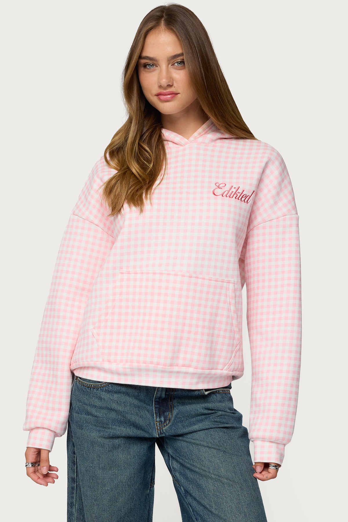 Edikteds Gingham Oversized Hoodie