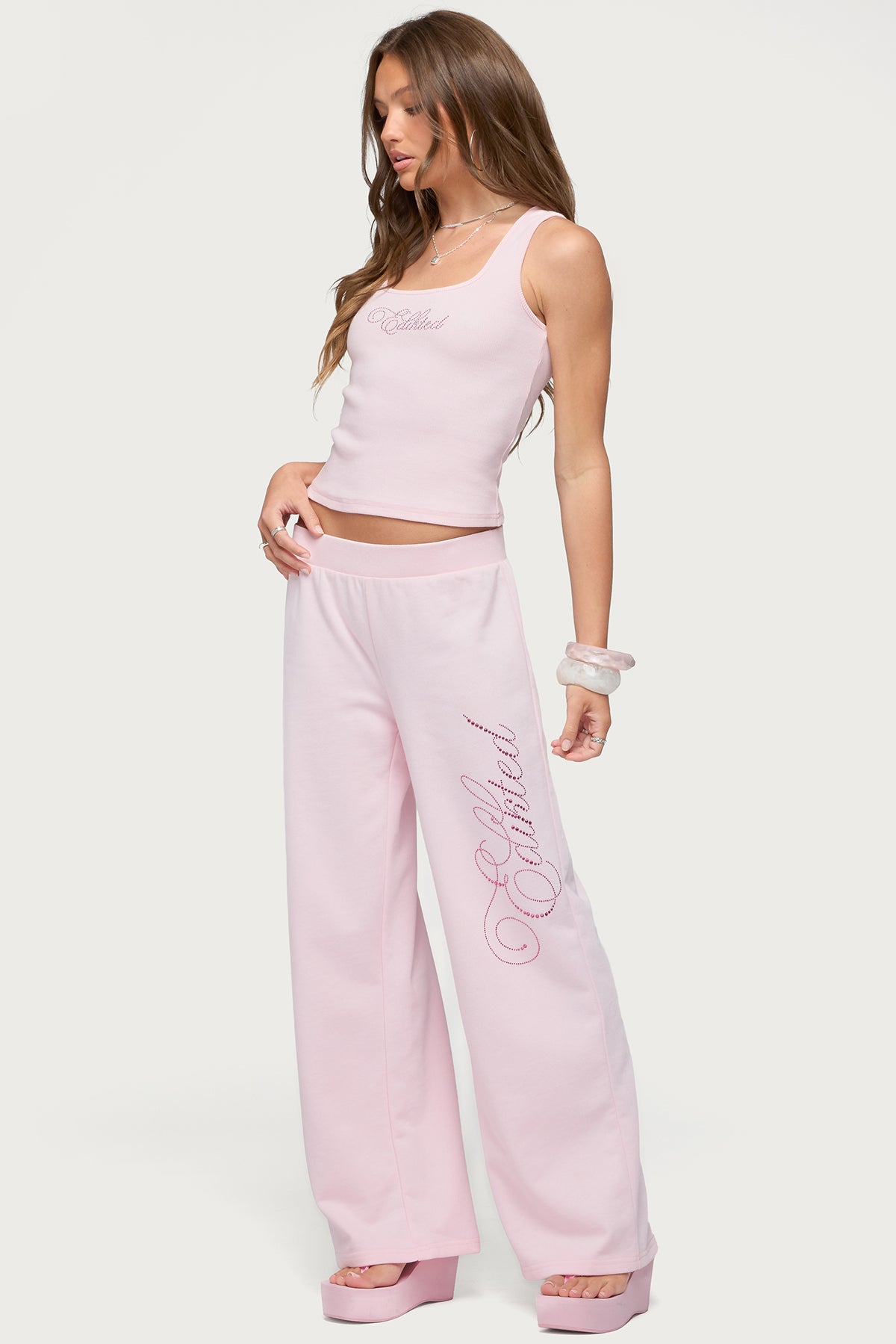Edikteds Studio Rhinestone Ribbed Tank Top