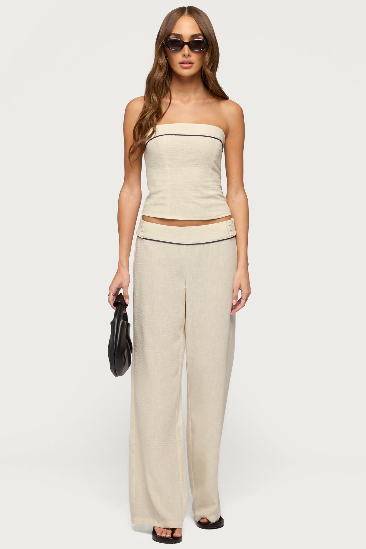 Dorine Contrast Woven Strapless Top