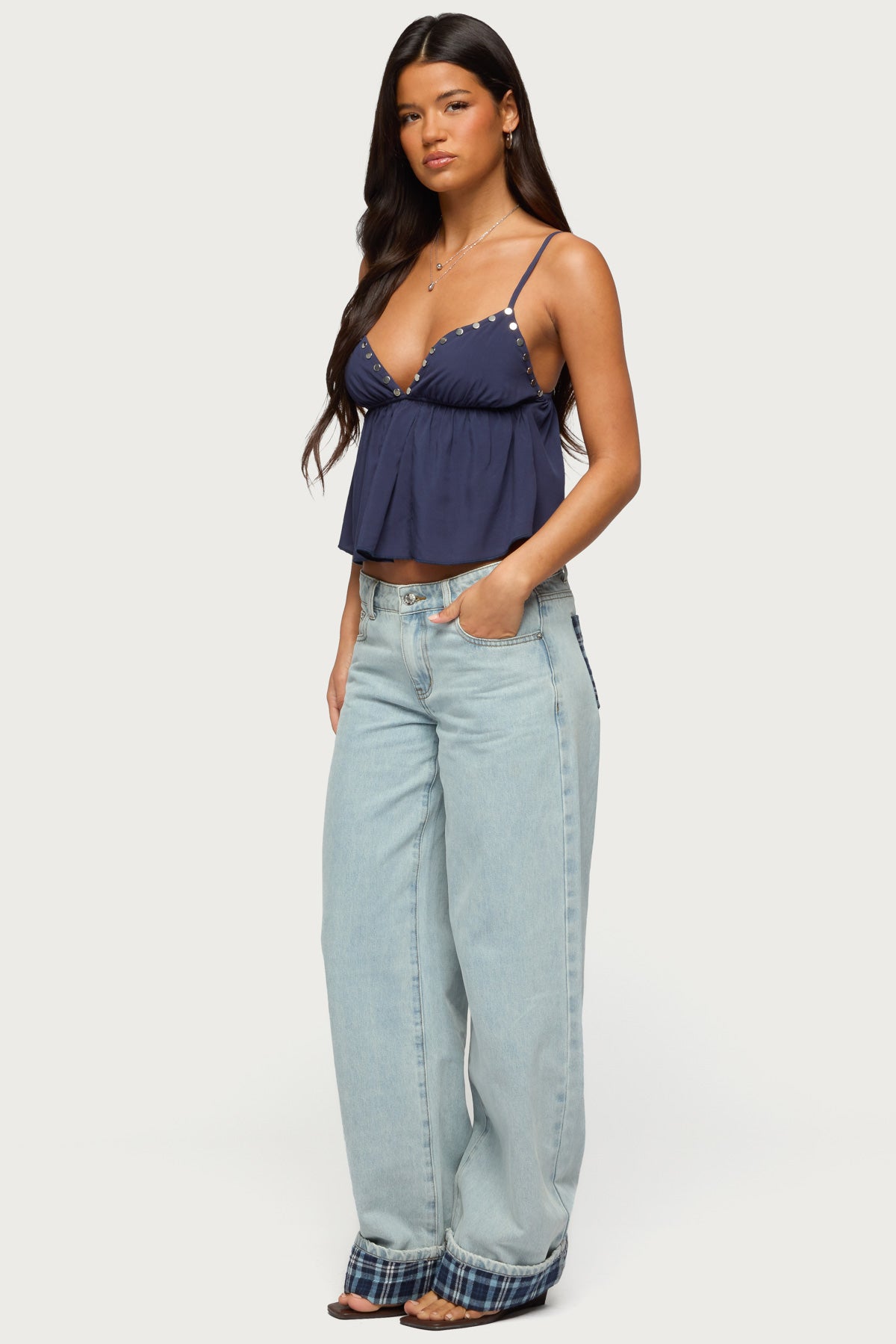 Alina Studded Babydoll Tank Top