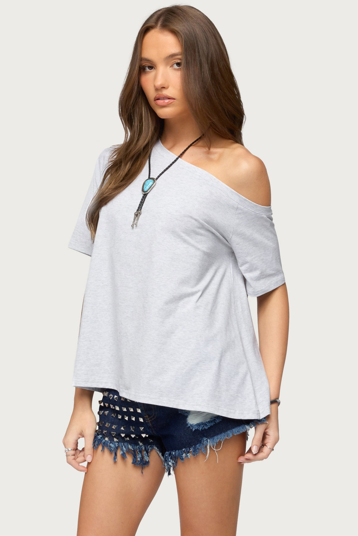 Miah Off Shoulder Shredded Back Top
