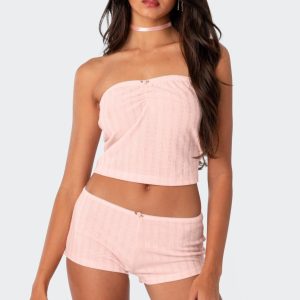 Sweetpea Ruched Pointelle Tube Top