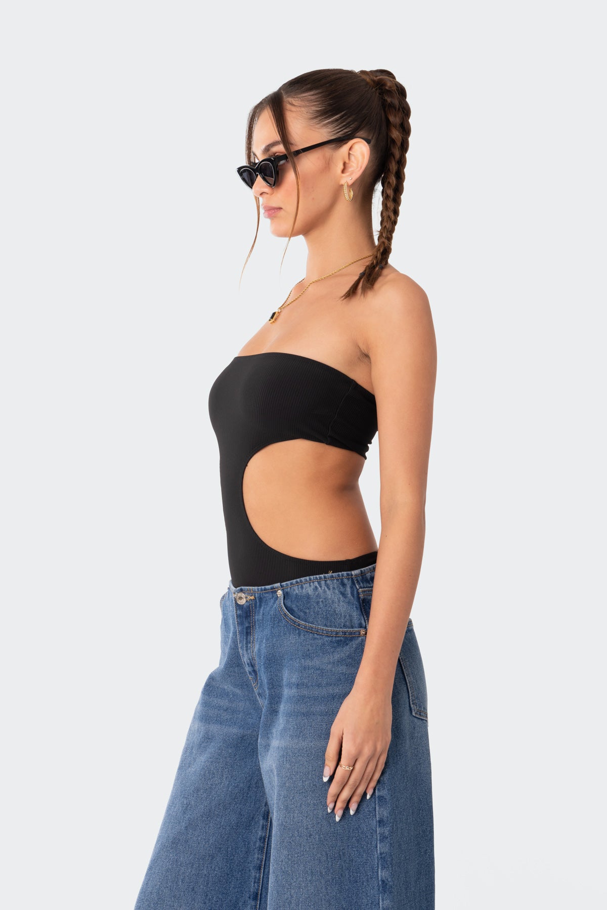 Vivie Ribbed Cut Out Bodysuit - Image 3