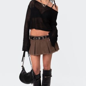Emmie Off The Shoulder Sheer Knitted Top