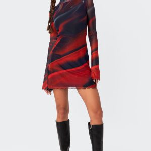 Sparks Fly Side Slitted Mesh Mini Dress