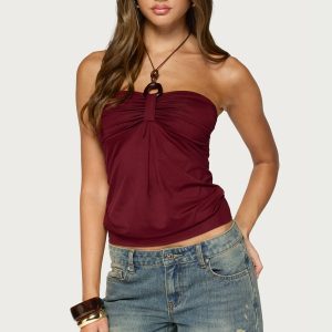 Itzel Ring Gathered Halter Top