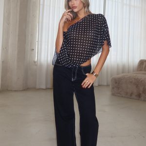 Sheer Chiffon Asymmetric Polka Dot Poncho