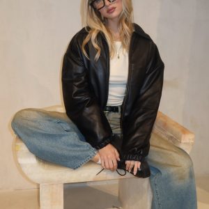 Halley Faux Leather Bomber Jacket