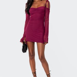 Ariel Off Shoulder Mesh Mini Dress