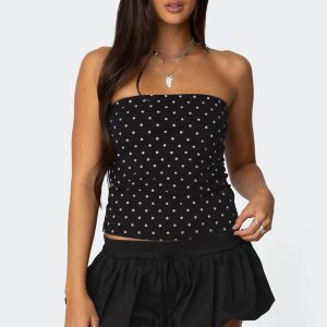 Polka Dot Built In Bra Tube Top