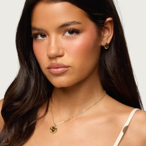 Abstract Oval Pendant Necklace & Earring Set